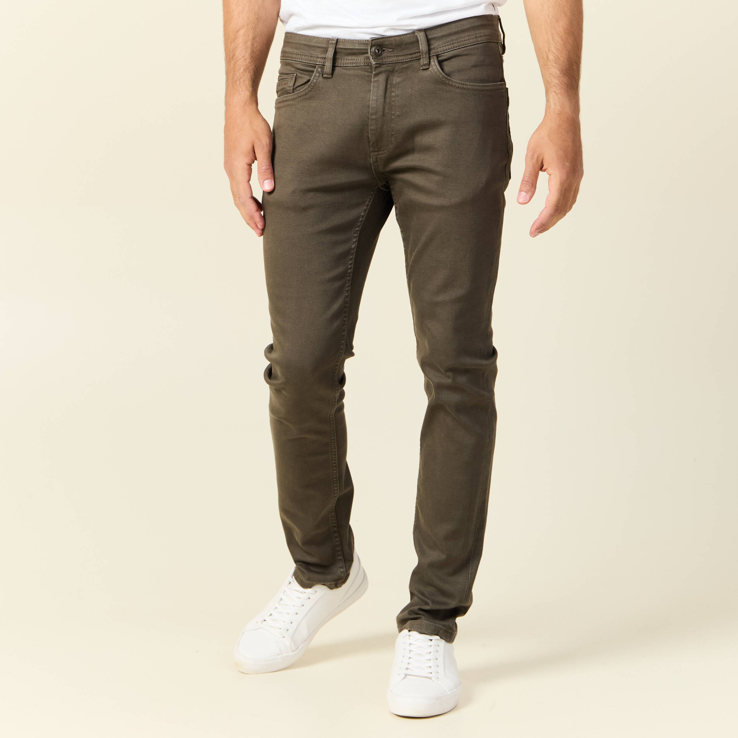 Jeans slim eco responsable vert kaki homme Vibs