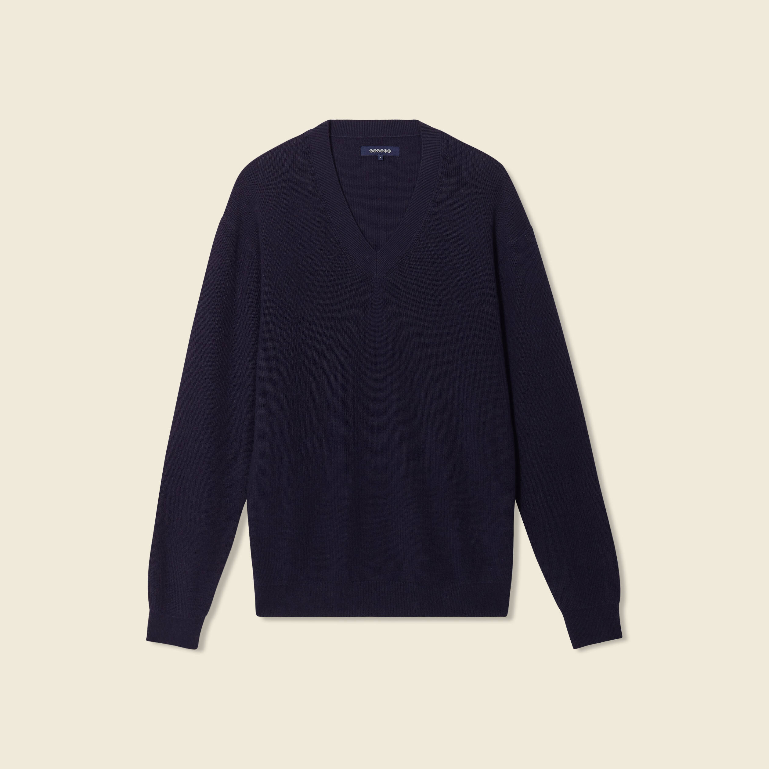 Pull Manches Longues Col En V Bleu Marine Homme Vibs