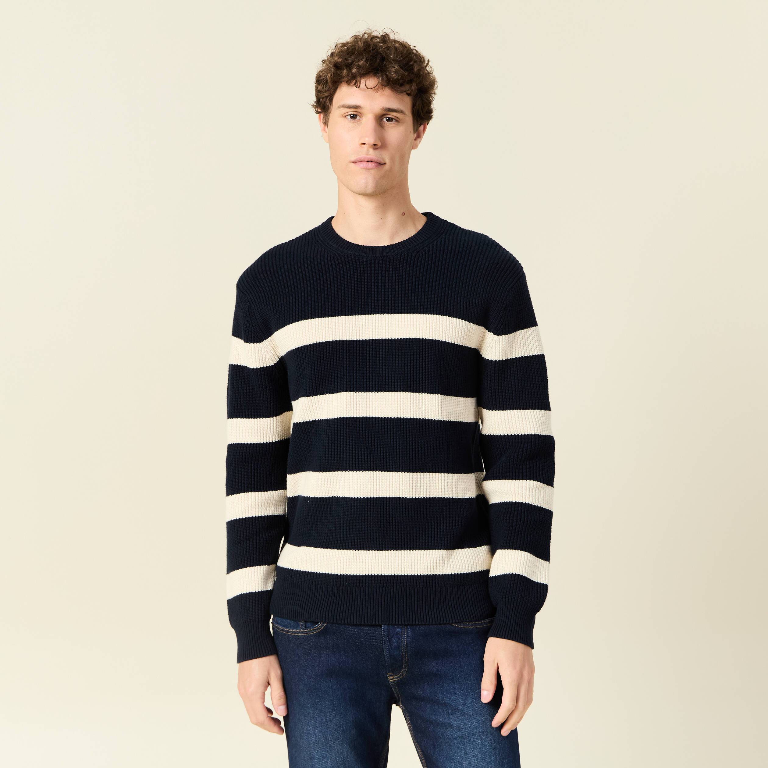 Pull bleu best sale foncé homme