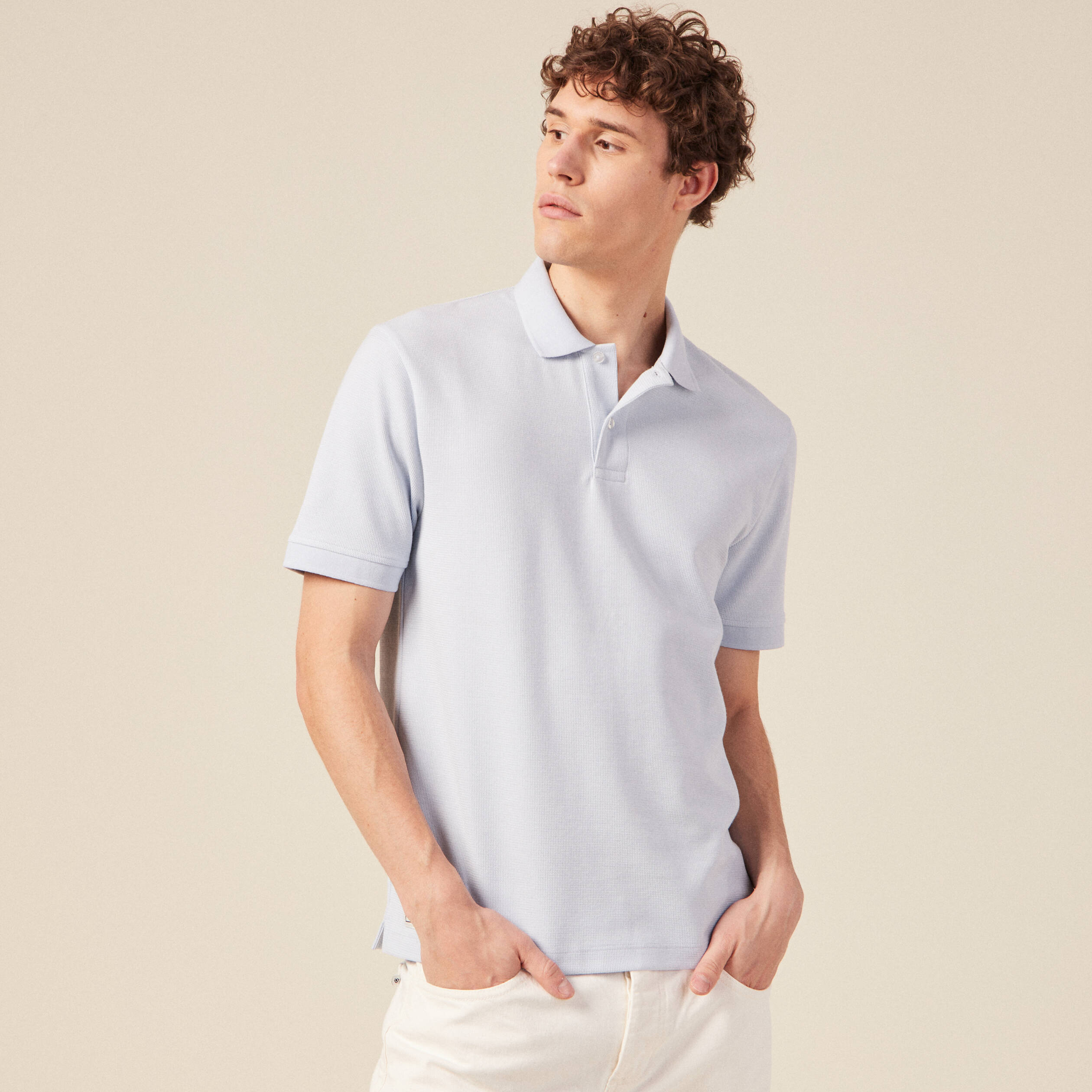 Polo manches courtes bleu ciel homme Vibs