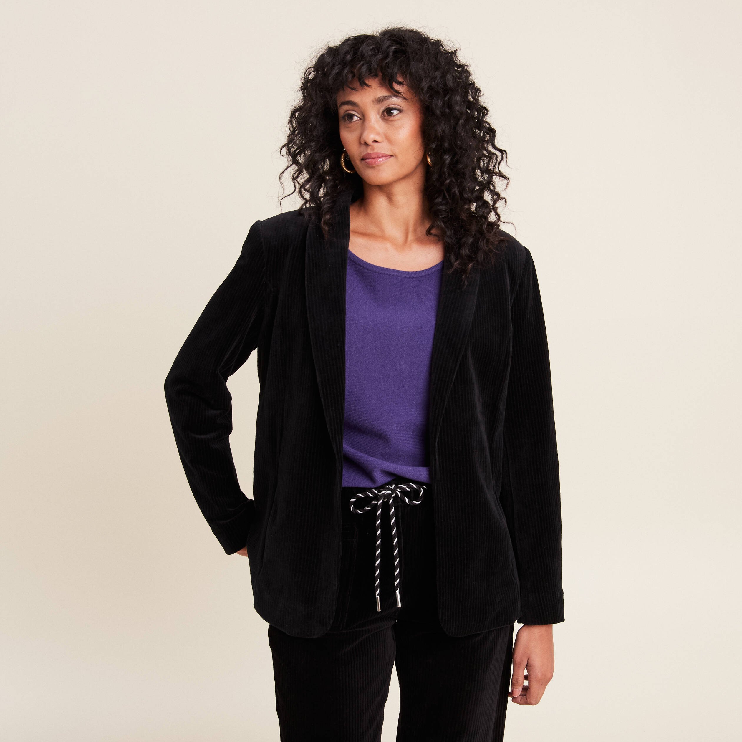 Blazer velours noir femme sale