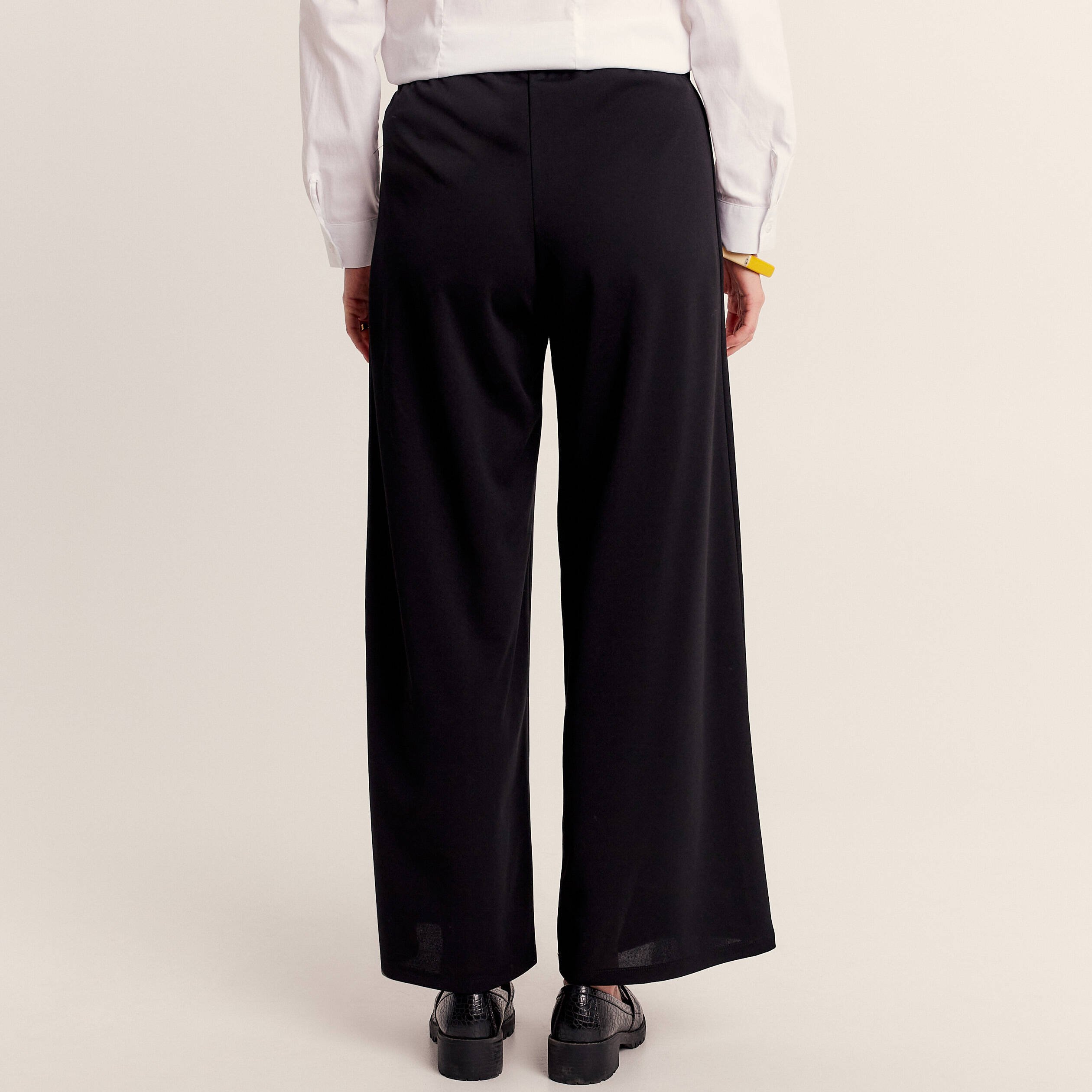 Pantalon large fluide à pont noir femme