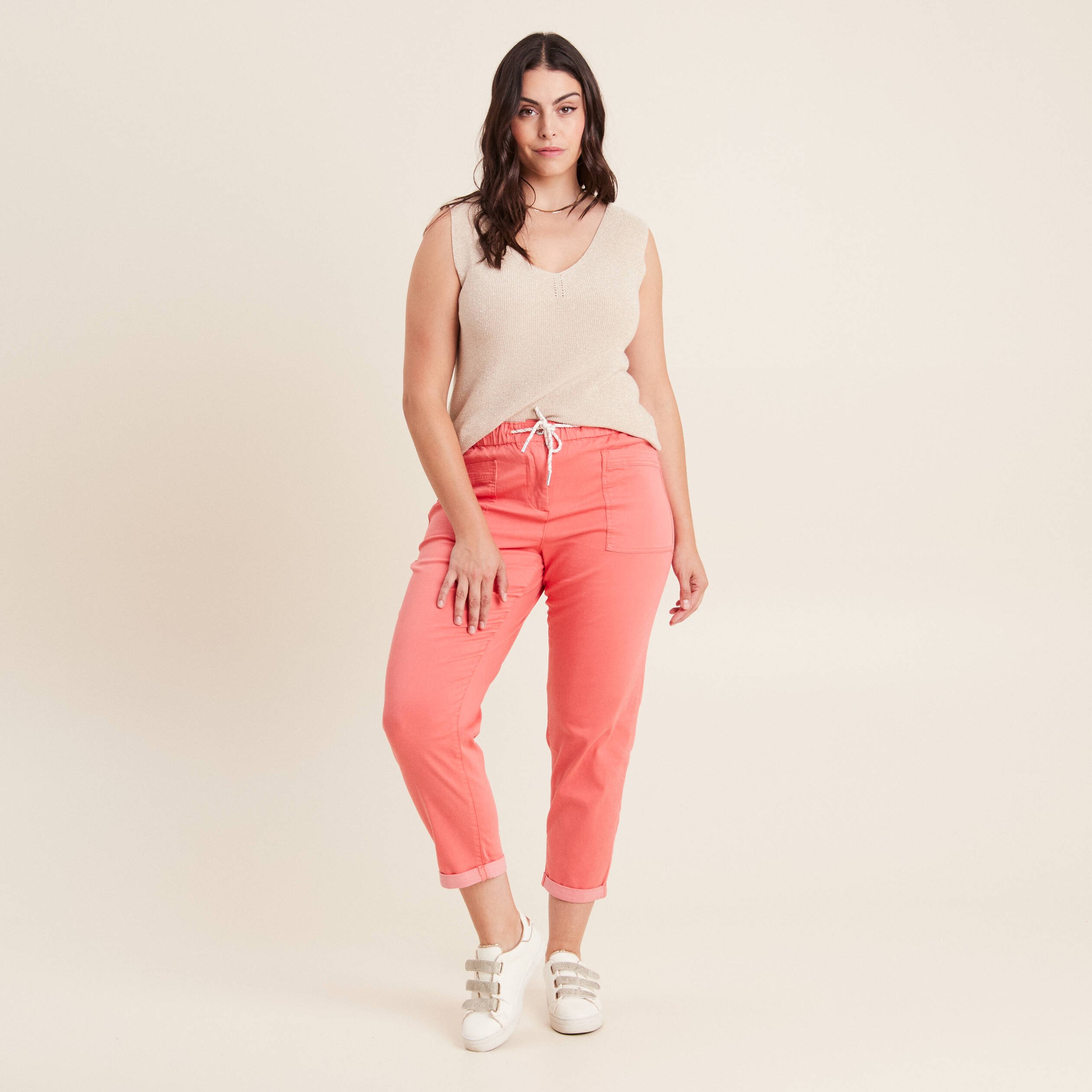 Pantalon femme couleur corail hotsell