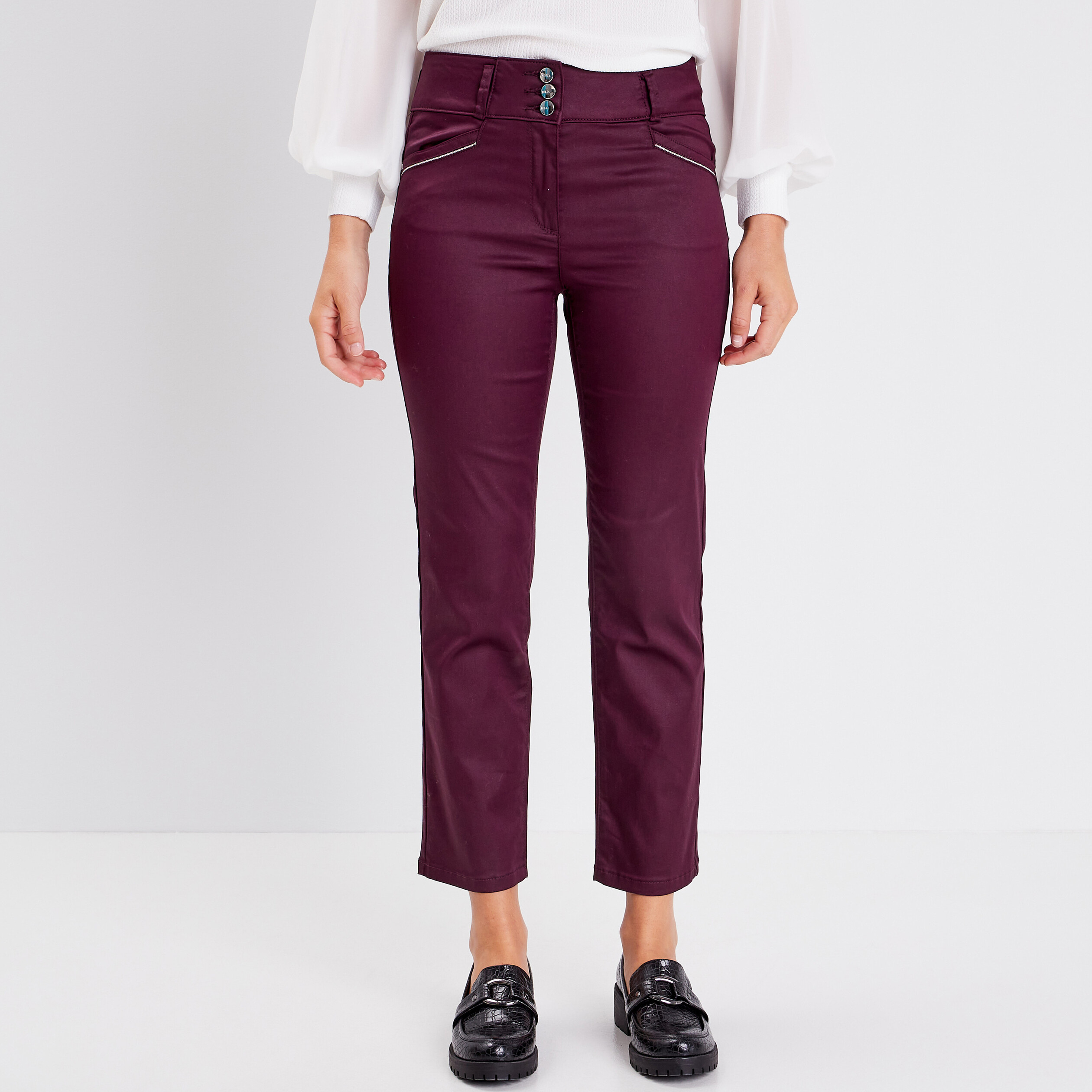 Pantalon Droit Prune Femme | Vibs