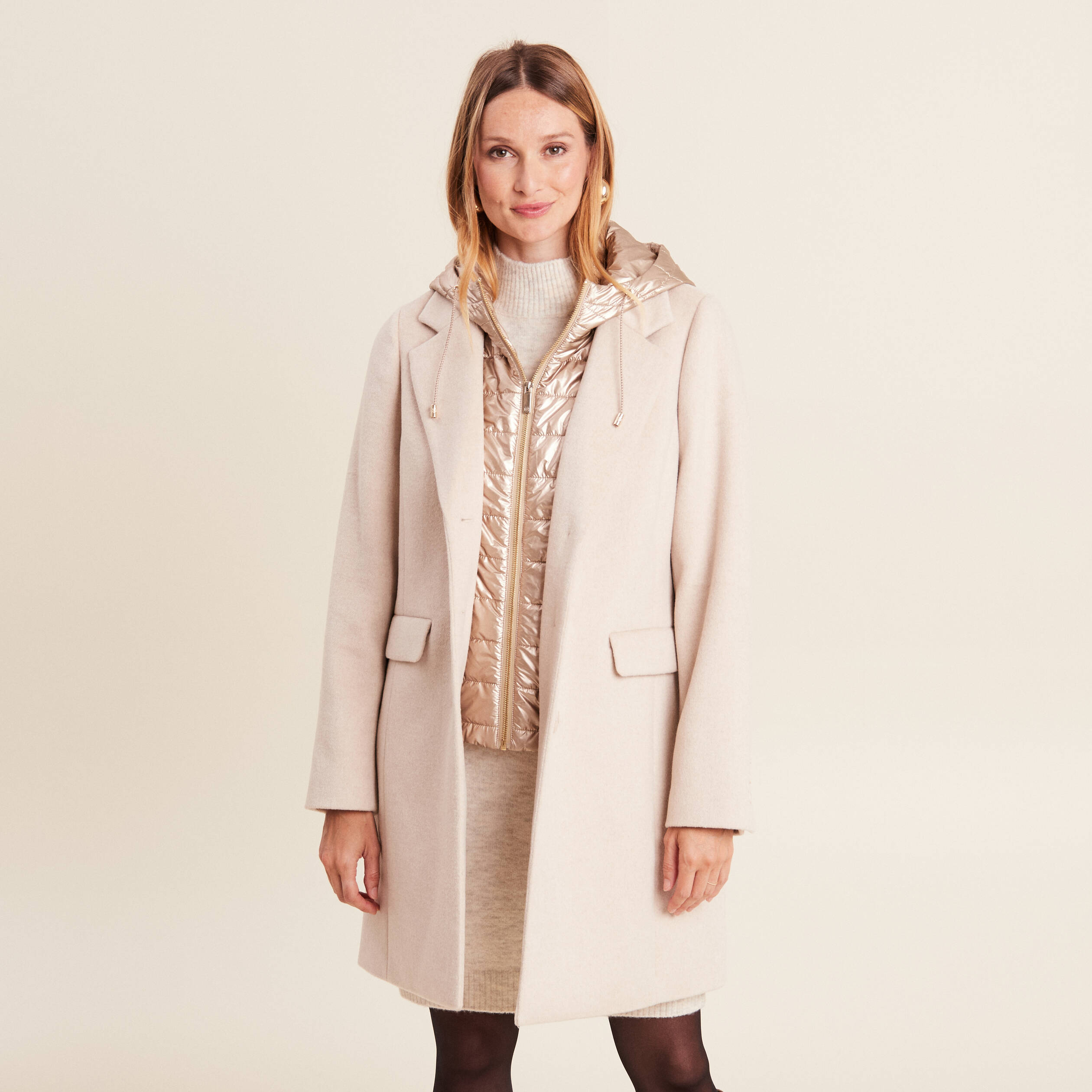 Manteau beige capuche femme hotsell