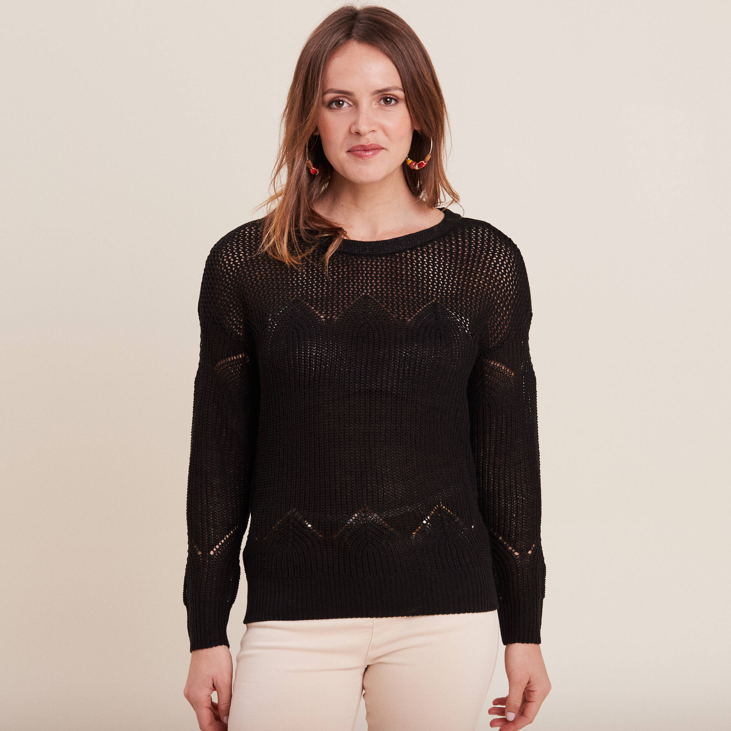 Pull transparent best sale noir femme