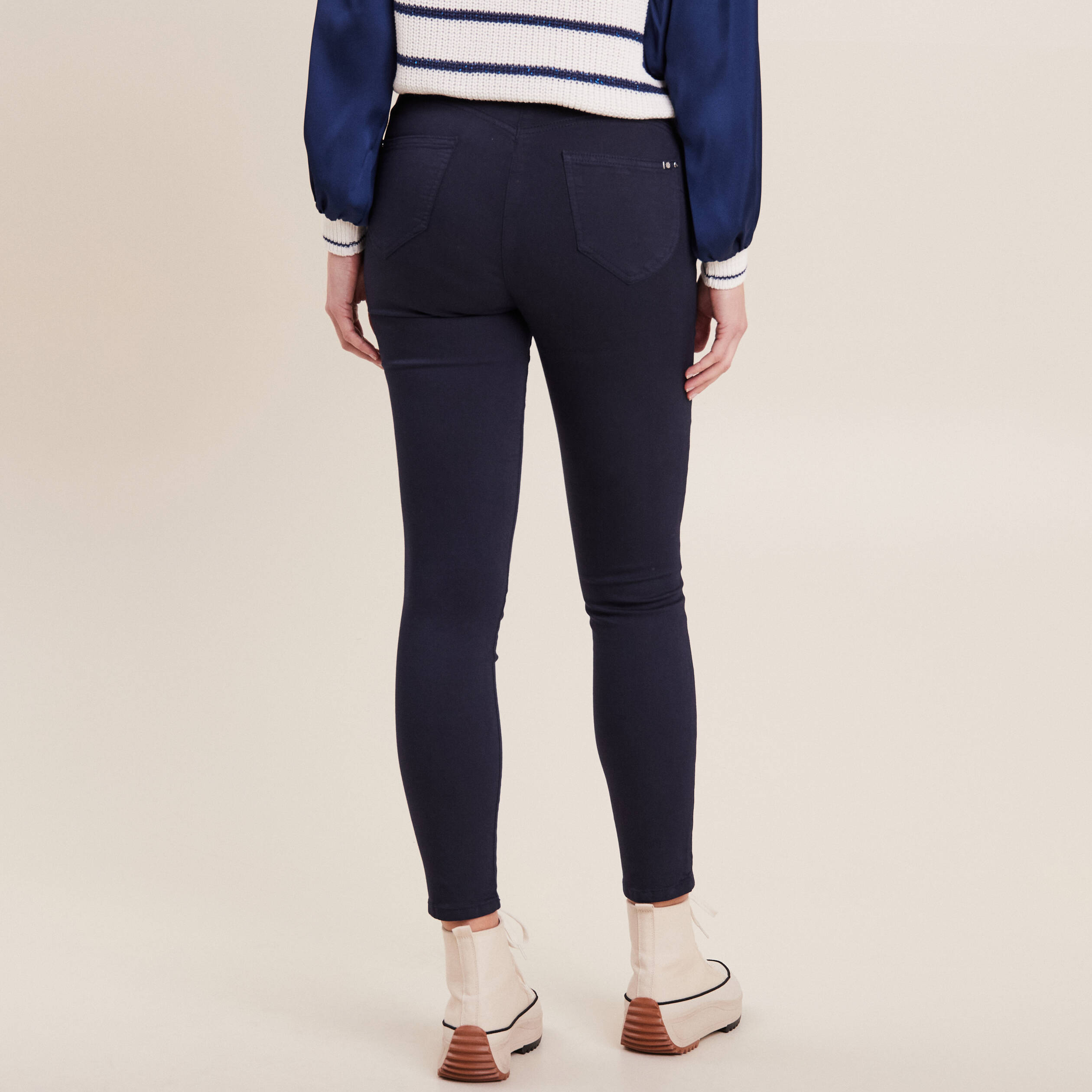 Pantalon fluide femme bleu marine best sale