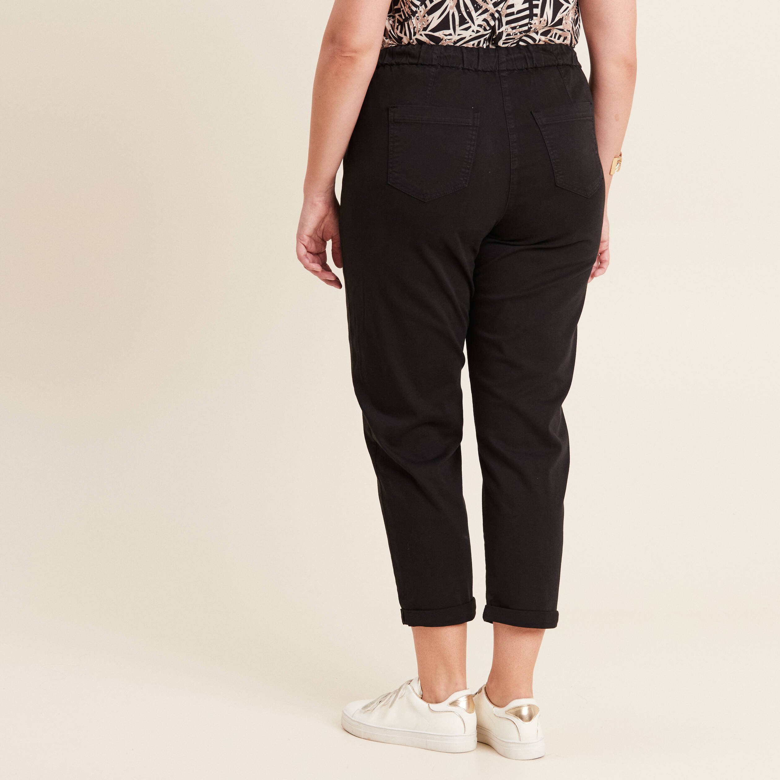 Pantalon coupe droite a coulisse noir femme Vibs