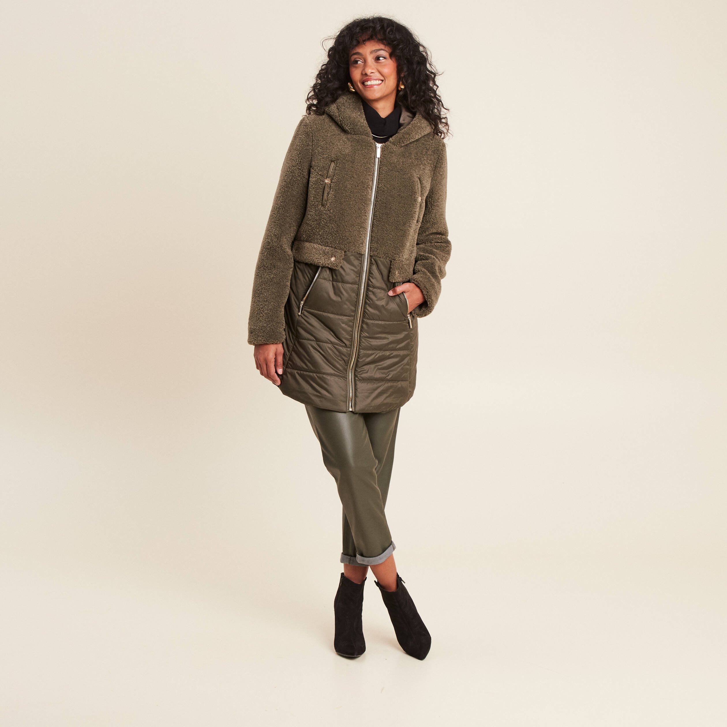 Shops manteau vert kaki femme