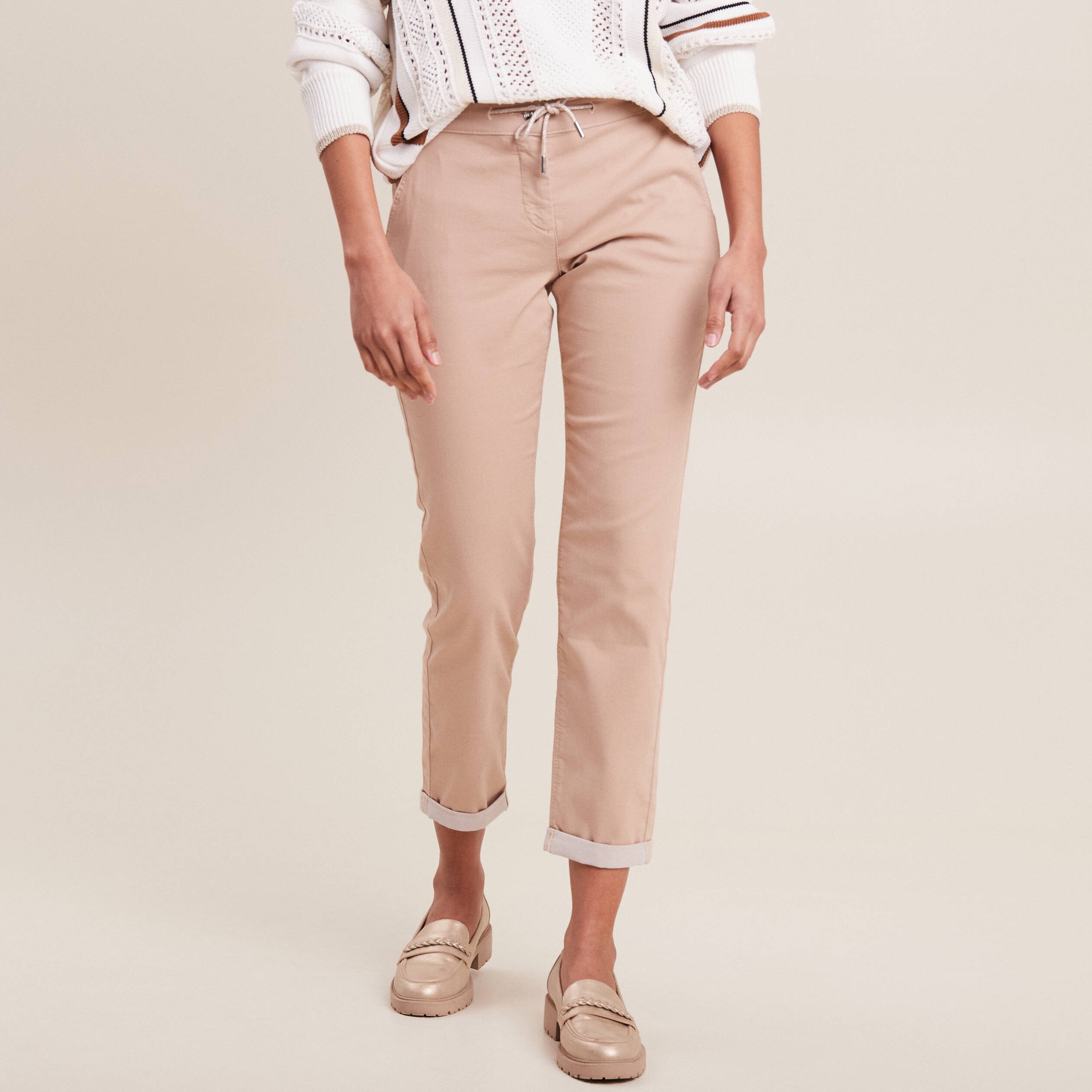 Pantalon coupe chino 7 8eme sable femme Vibs