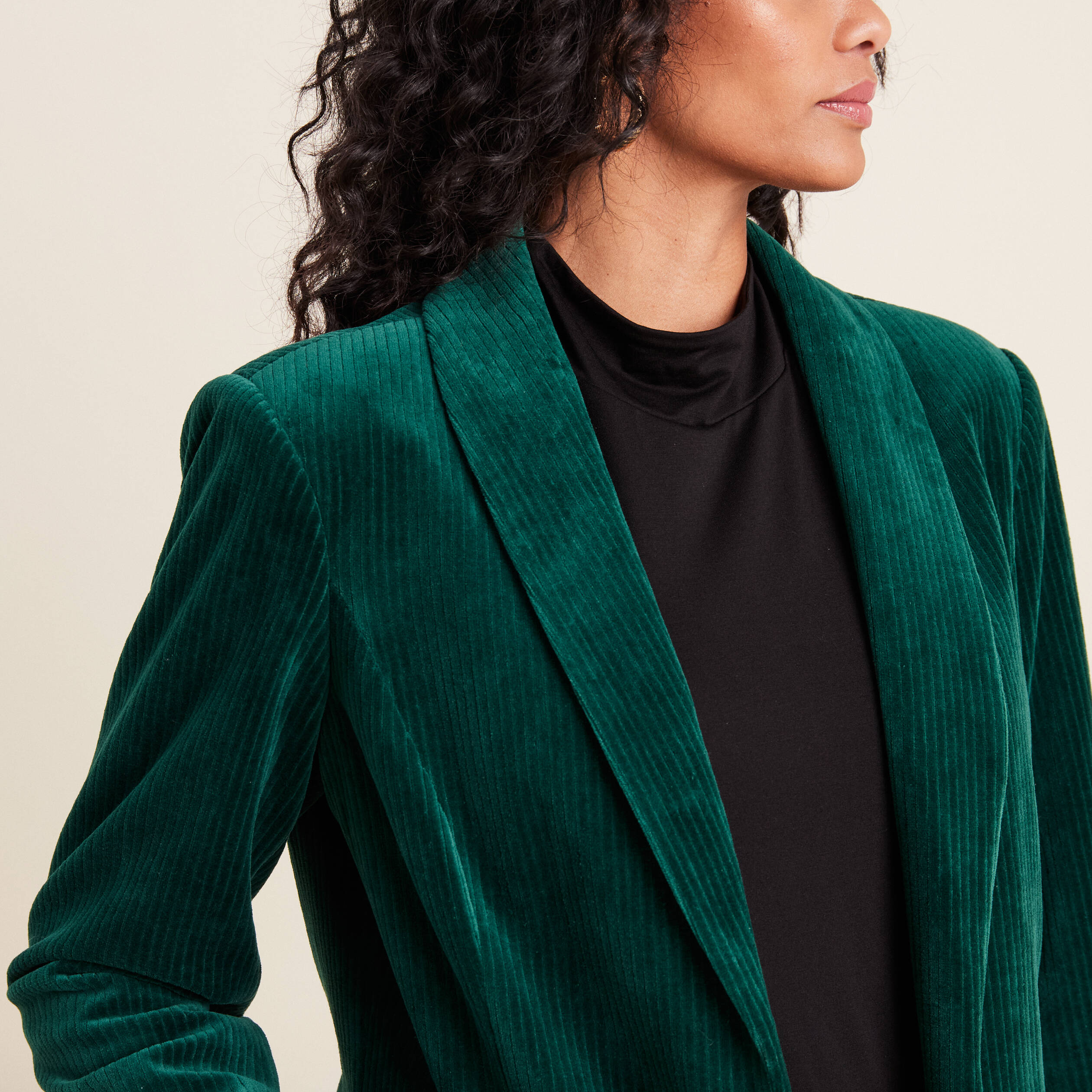 Veste tailleur velours vert fonce femme Vibs