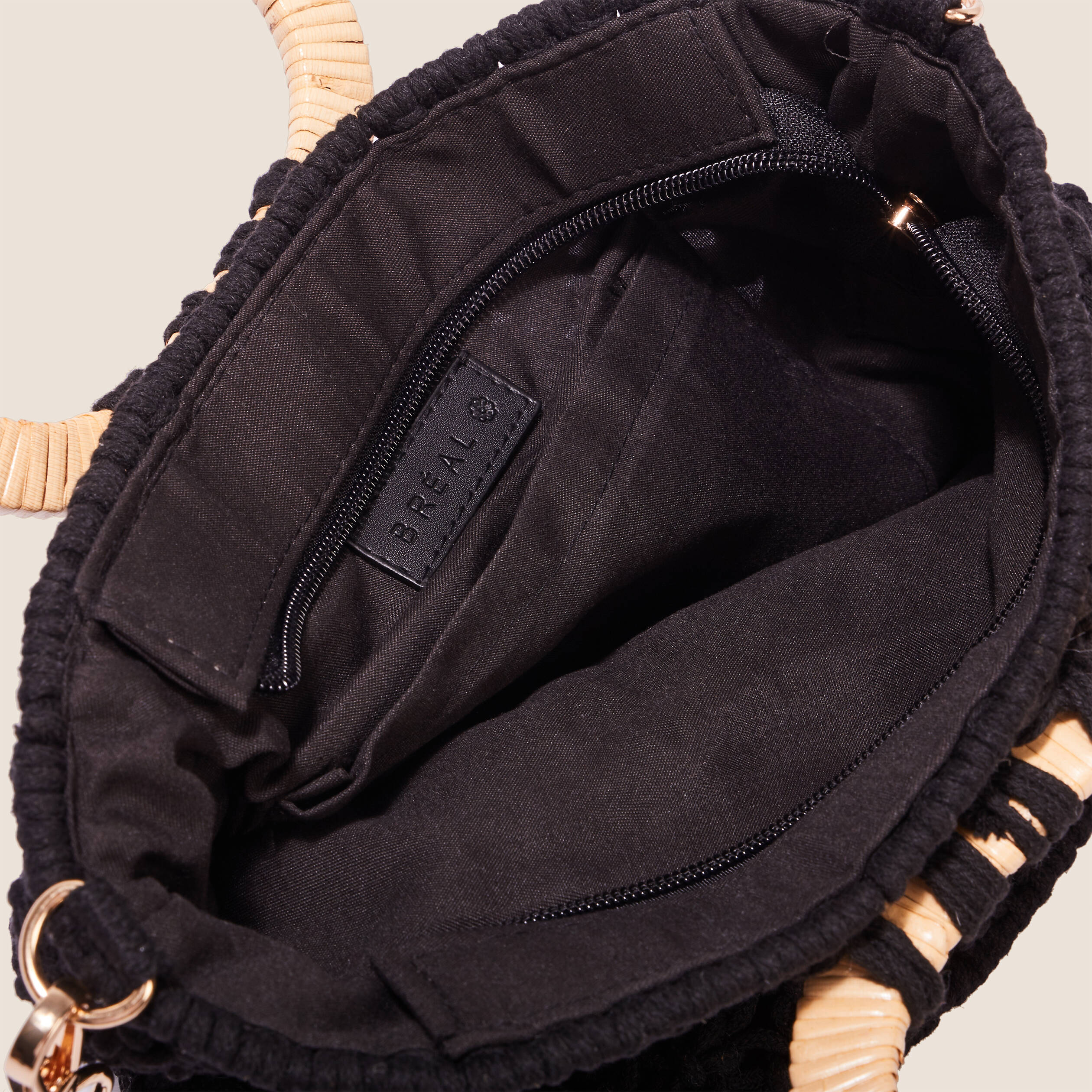 Sac macrame anses raphia noir femme Vibs