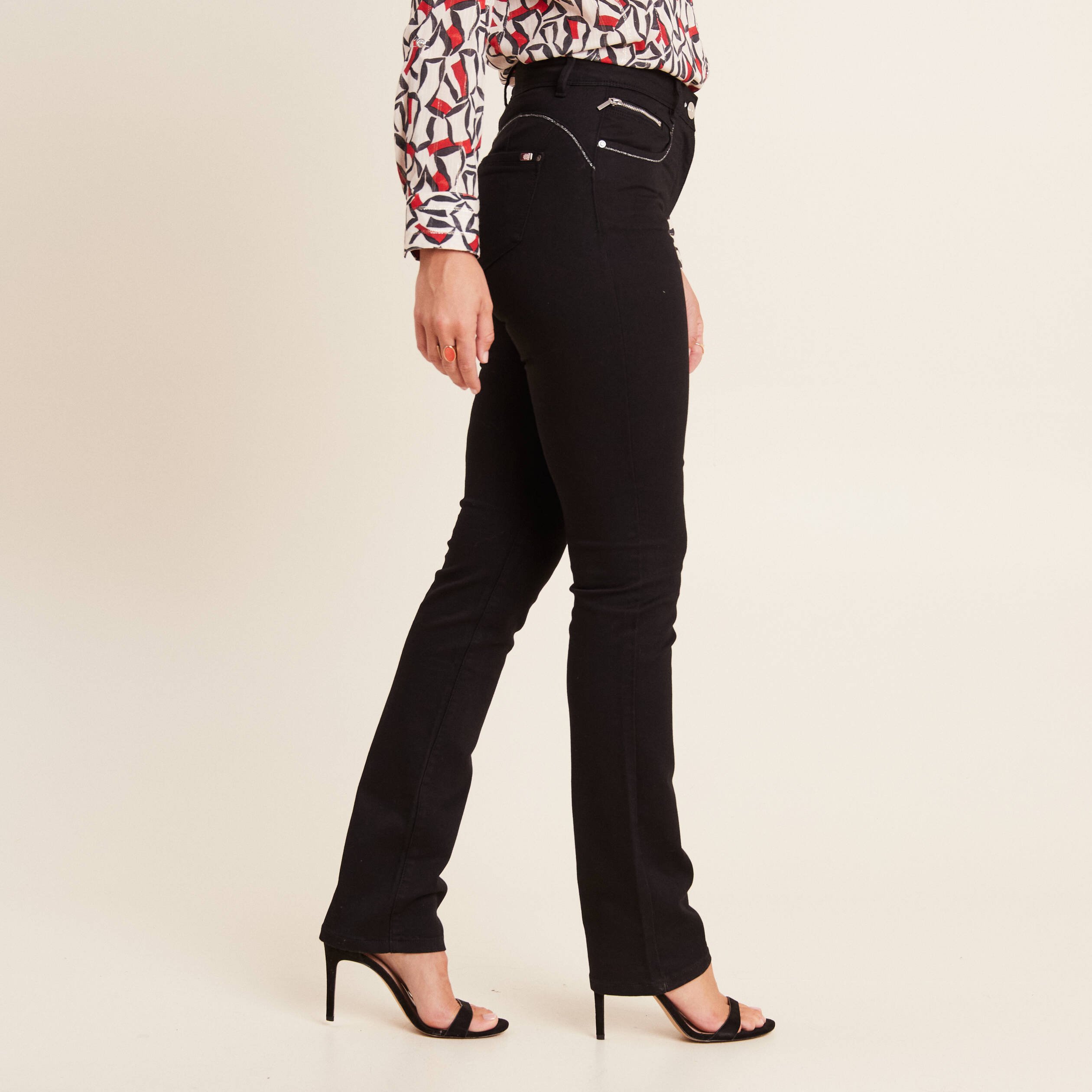 Pantalon droit taille haute noir femme Vibs