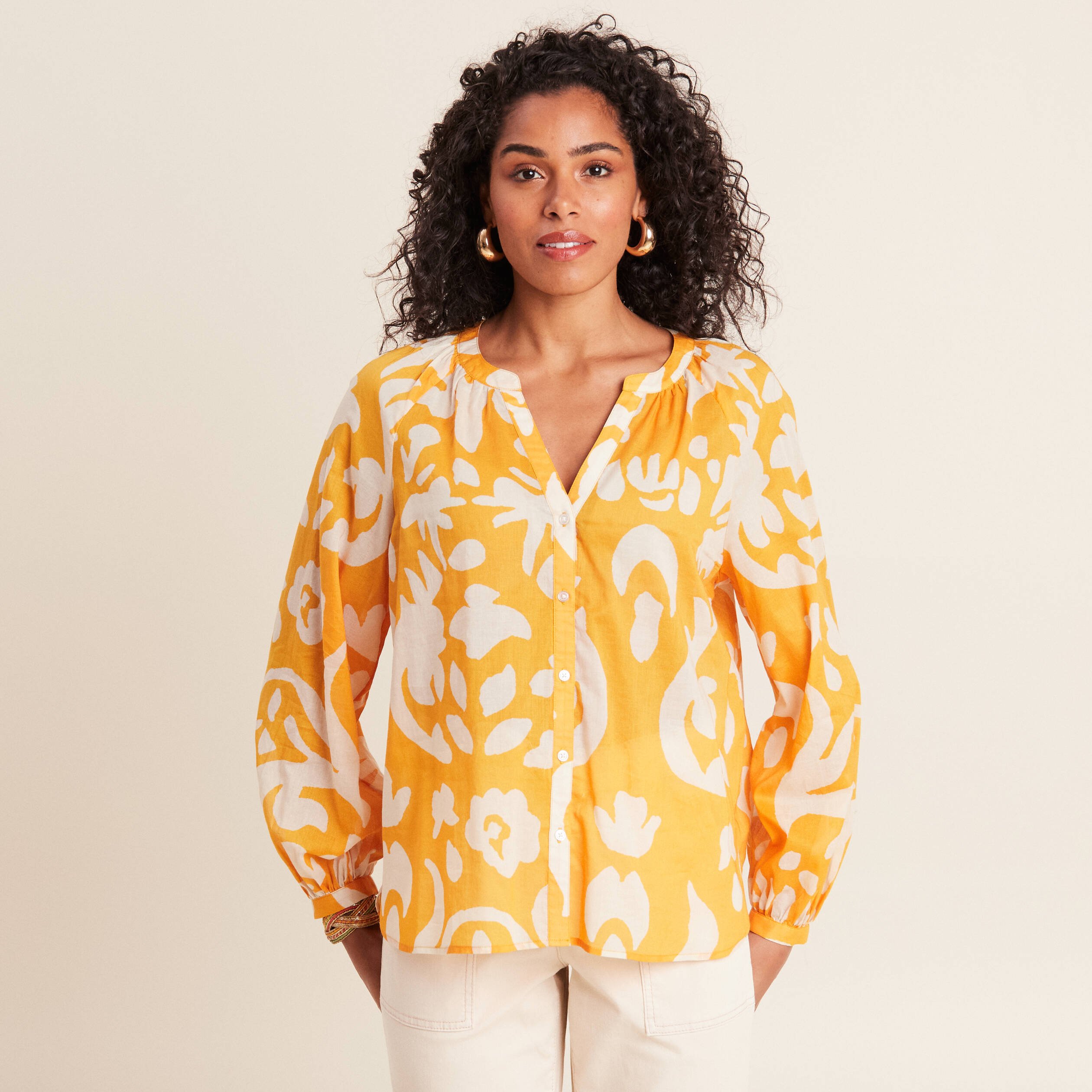 Blouse manches longues jaune moutarde femme Vibs