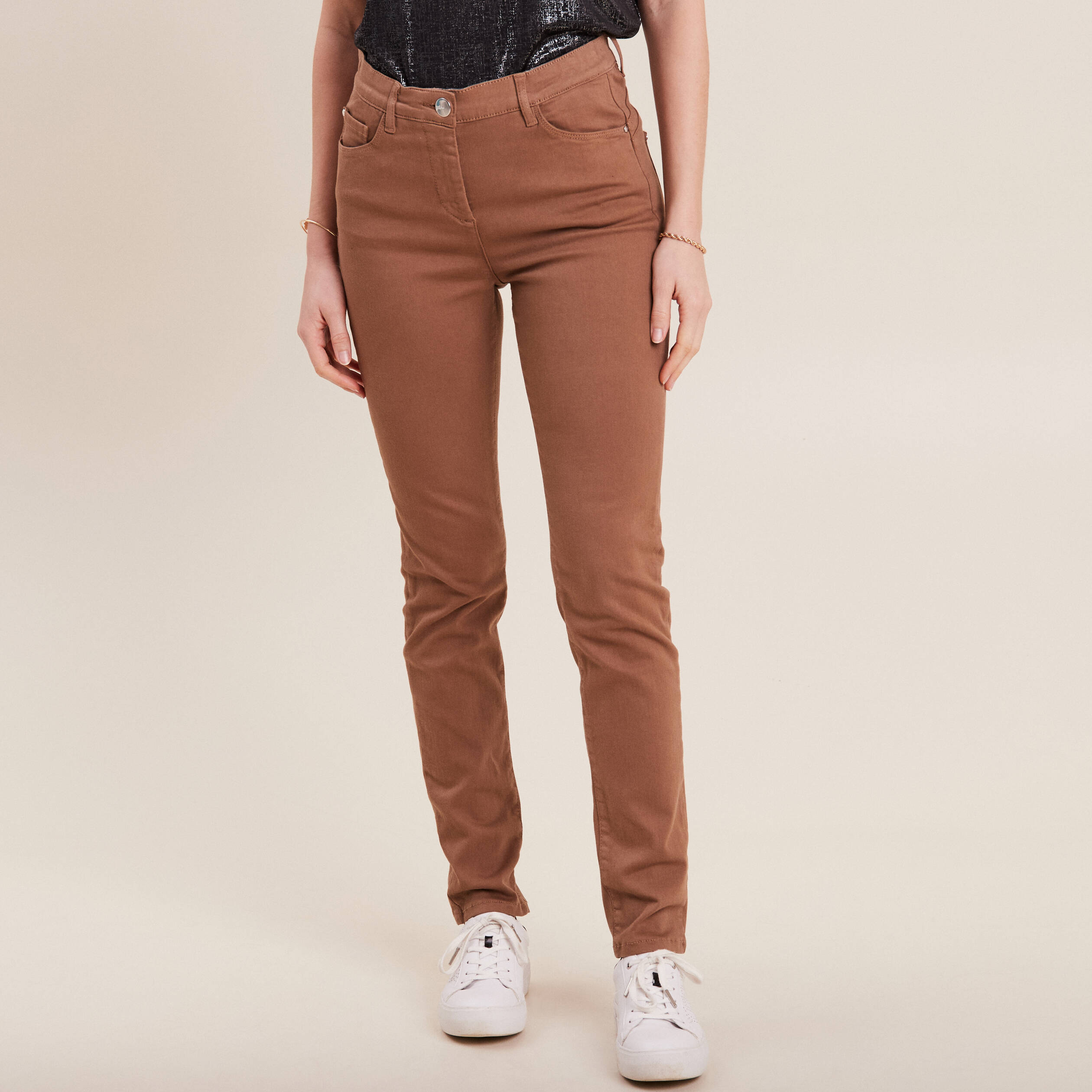 Jean marron femme best sale