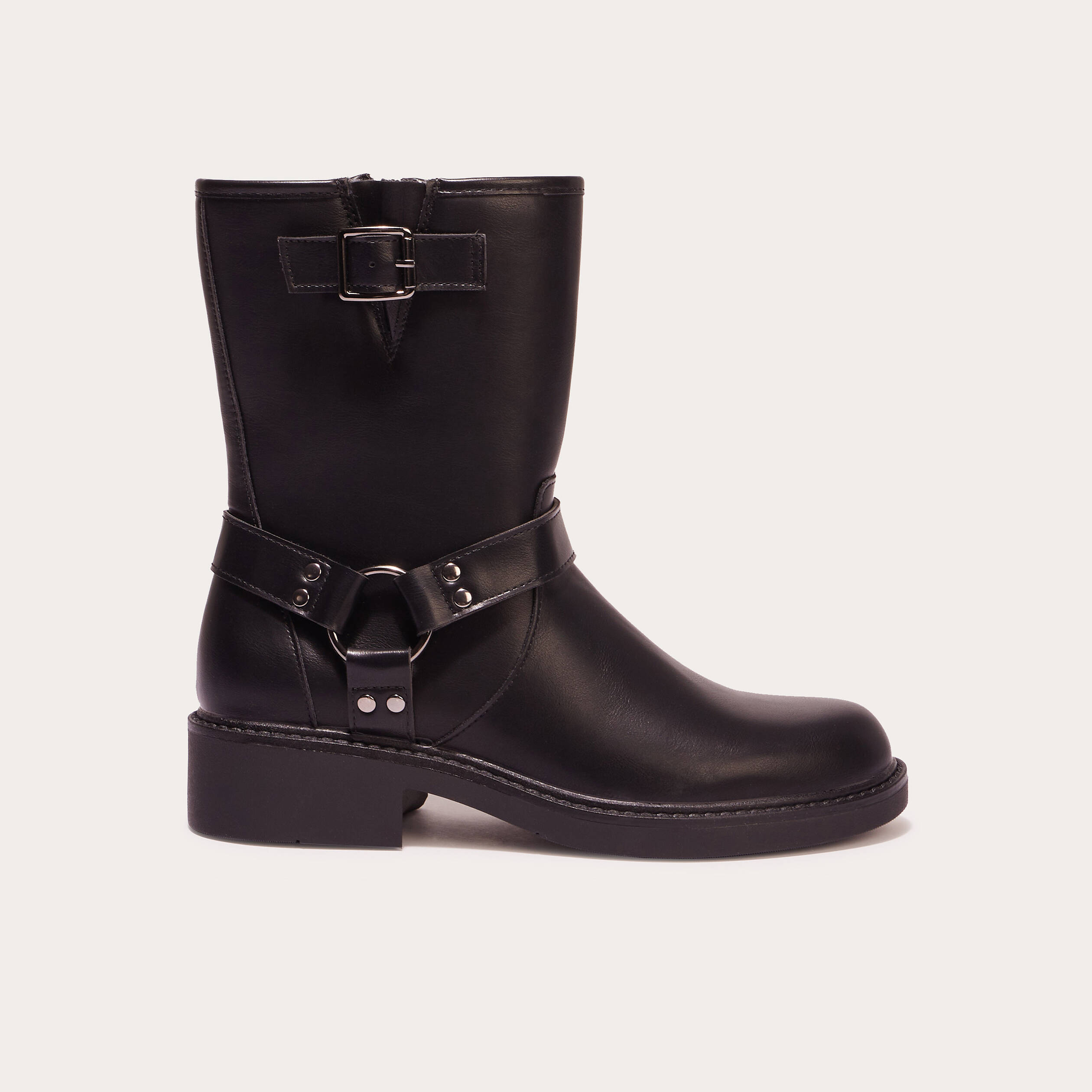 Bottines motard wtyczki femme cuir