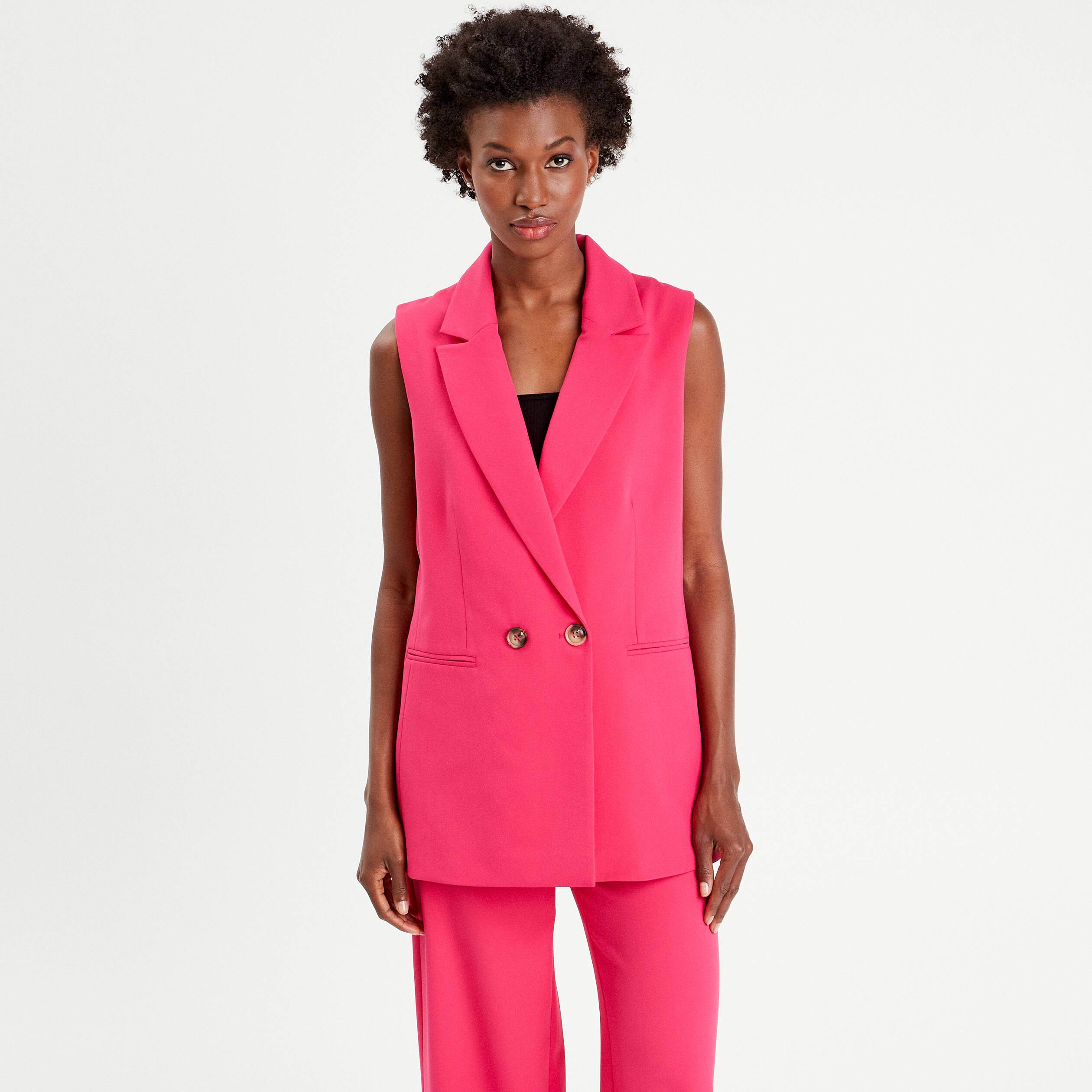 Veste blazer sans manches rose fushia femme Vibs