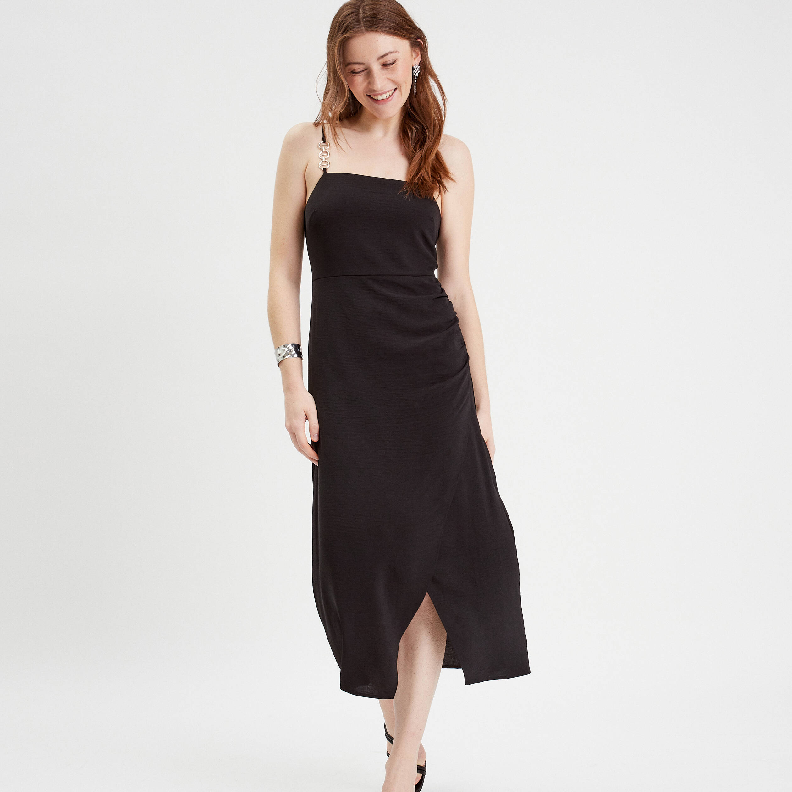 Robe midi fourreau noir femme Vibs