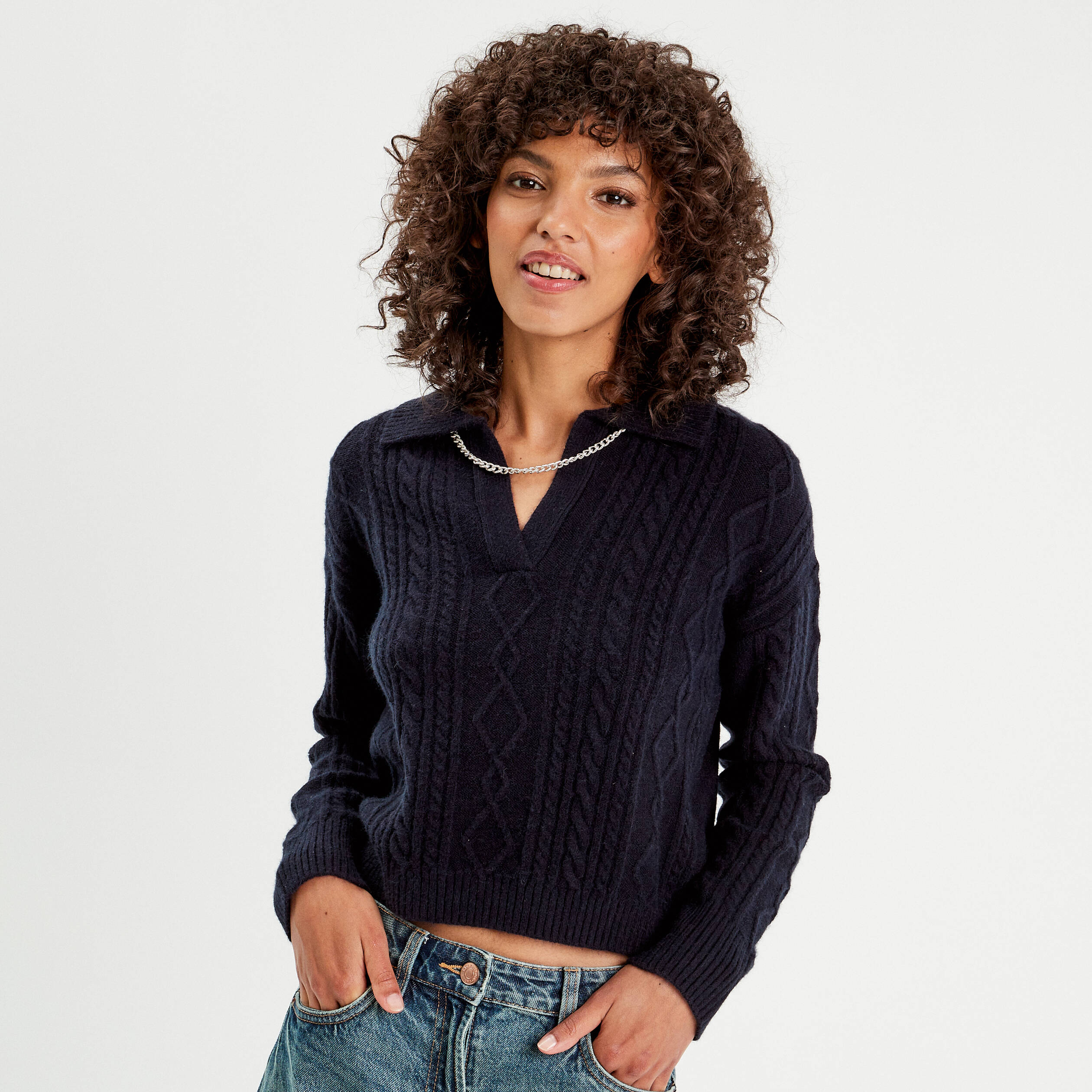 Pull col polo femme sale