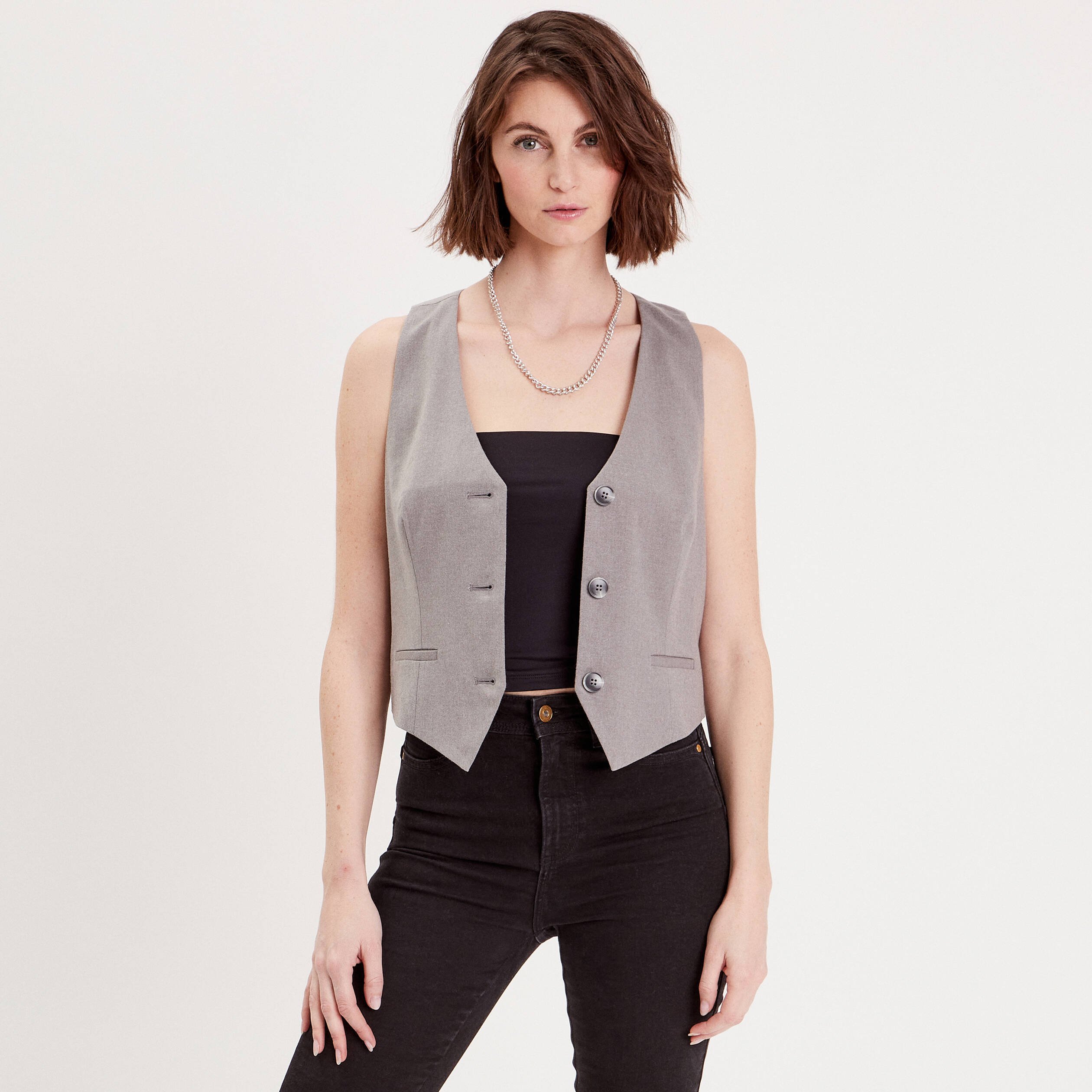 Gilet sans manches gris clair femme Vibs