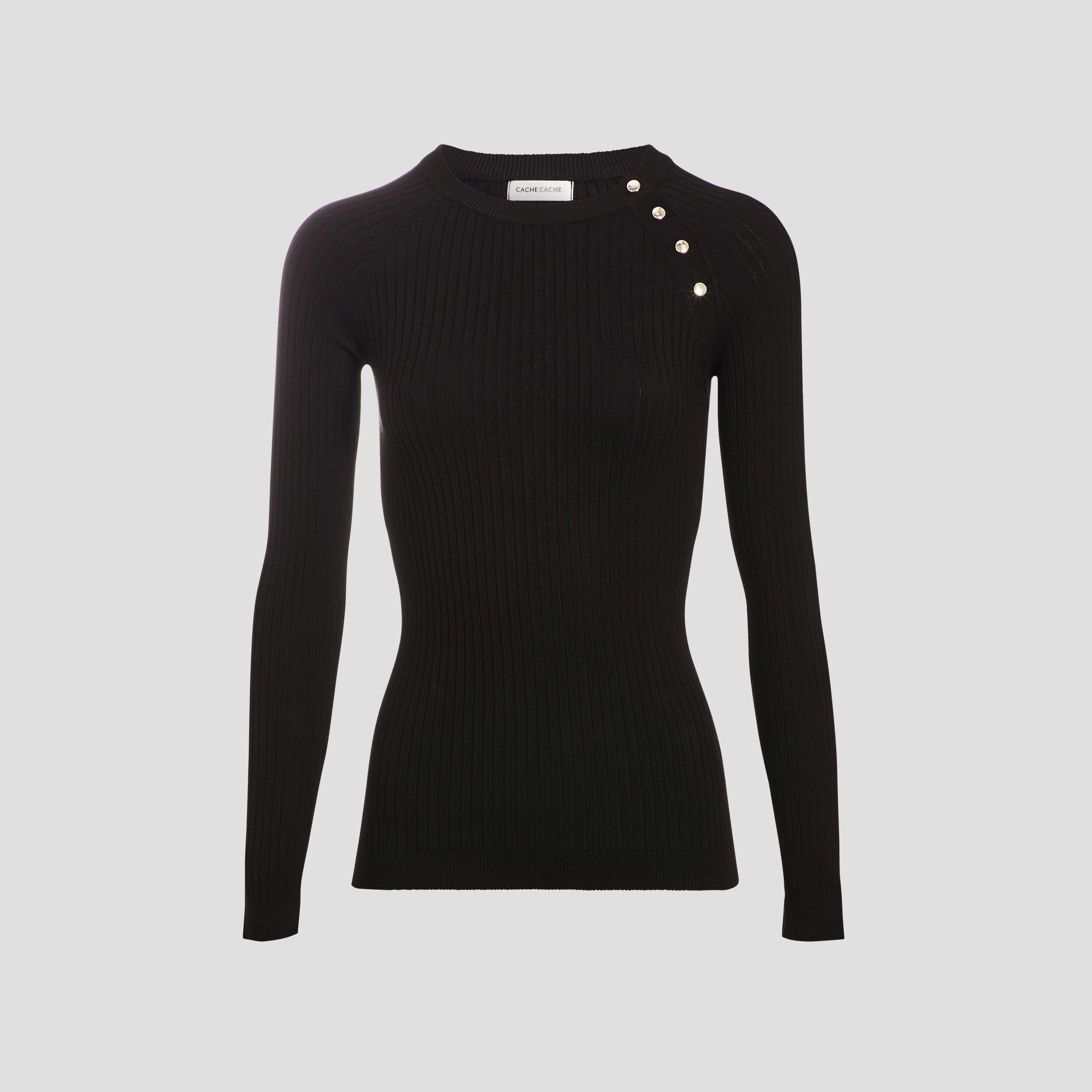 Pull noir cotelé femme sale