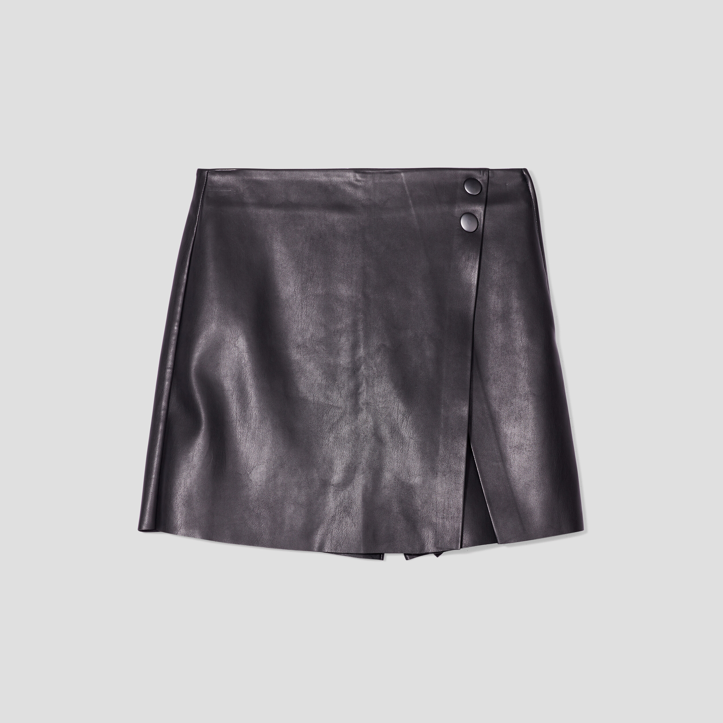 Jupe short trapeze simili cuir noir femme Vibs