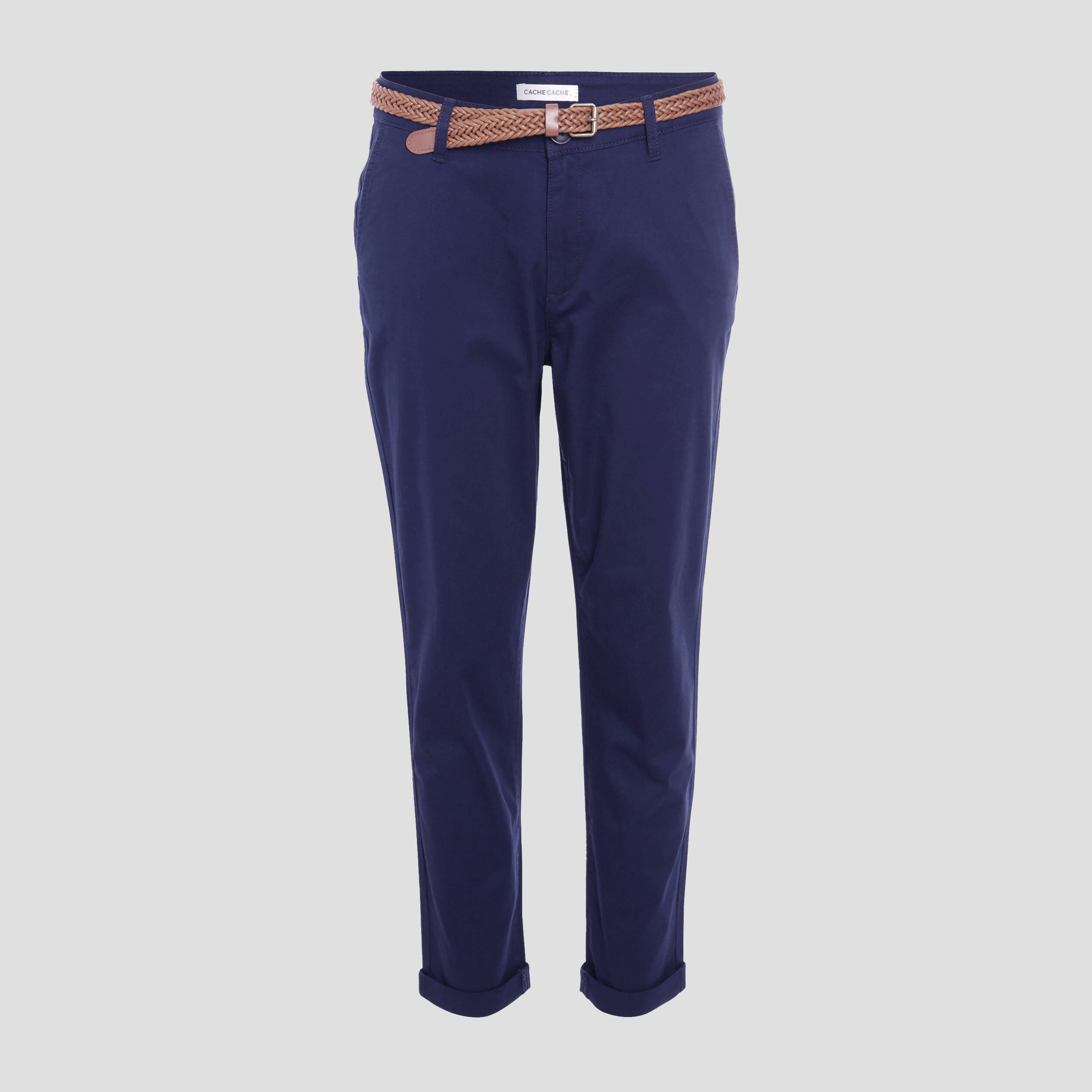 Pantalon chino 7 8 me bleu marine femme Vibs