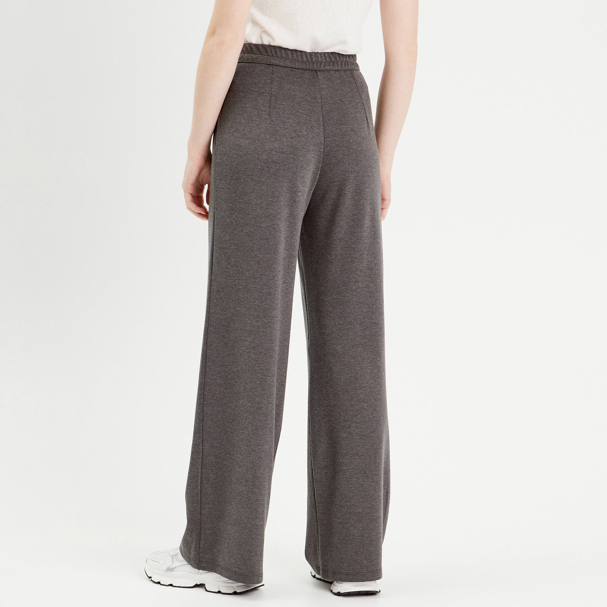 Pantalon city large fluide gris clair femme Vibs