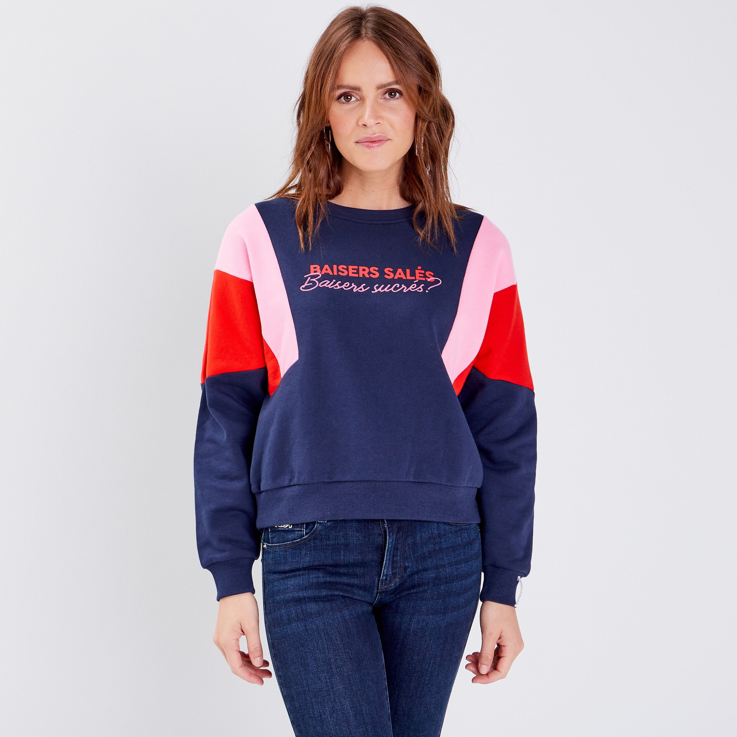 Sweat manches longues bleu marine femme Vibs