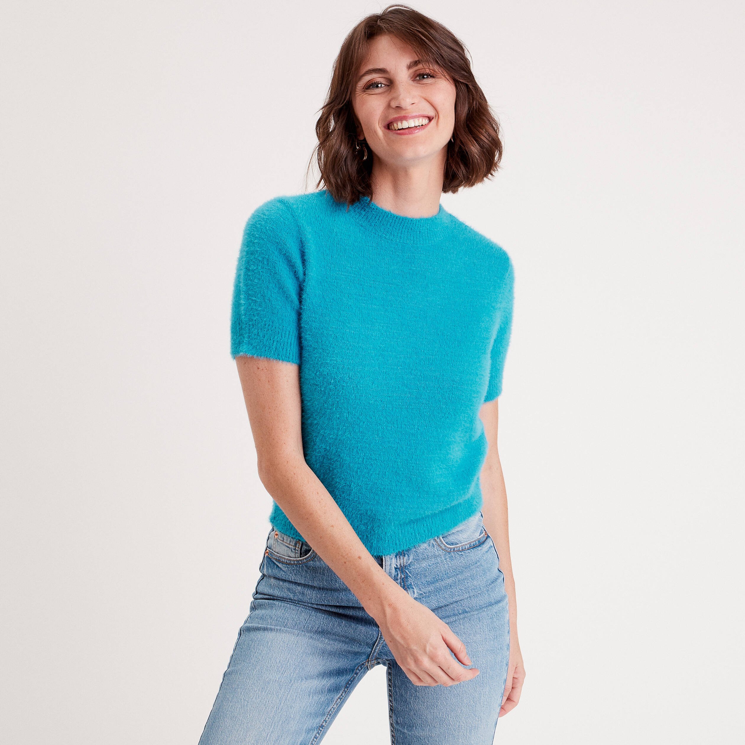 Pull manches courtes bleu femme Vibs