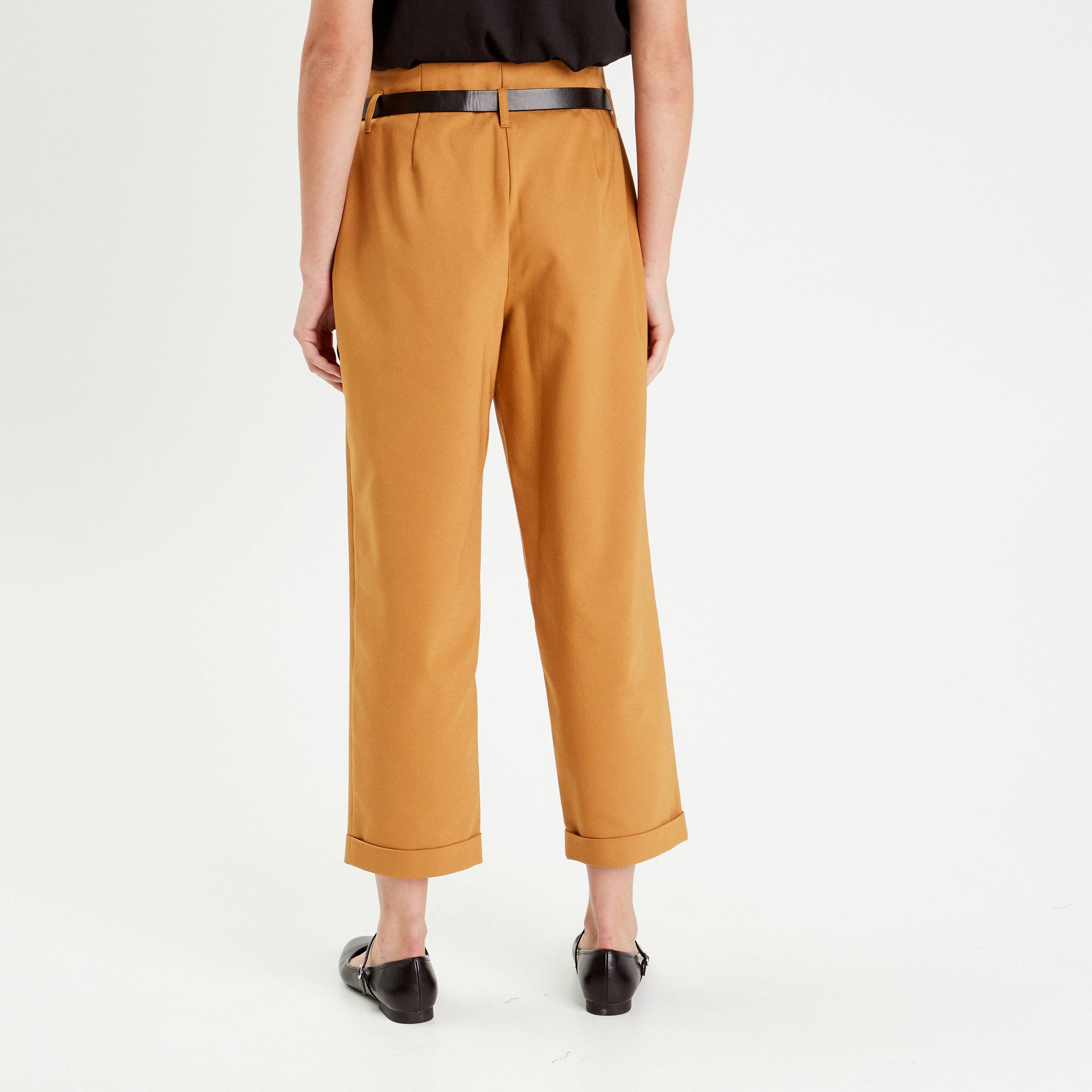 Pantalon chino carotte camel femme Vibs