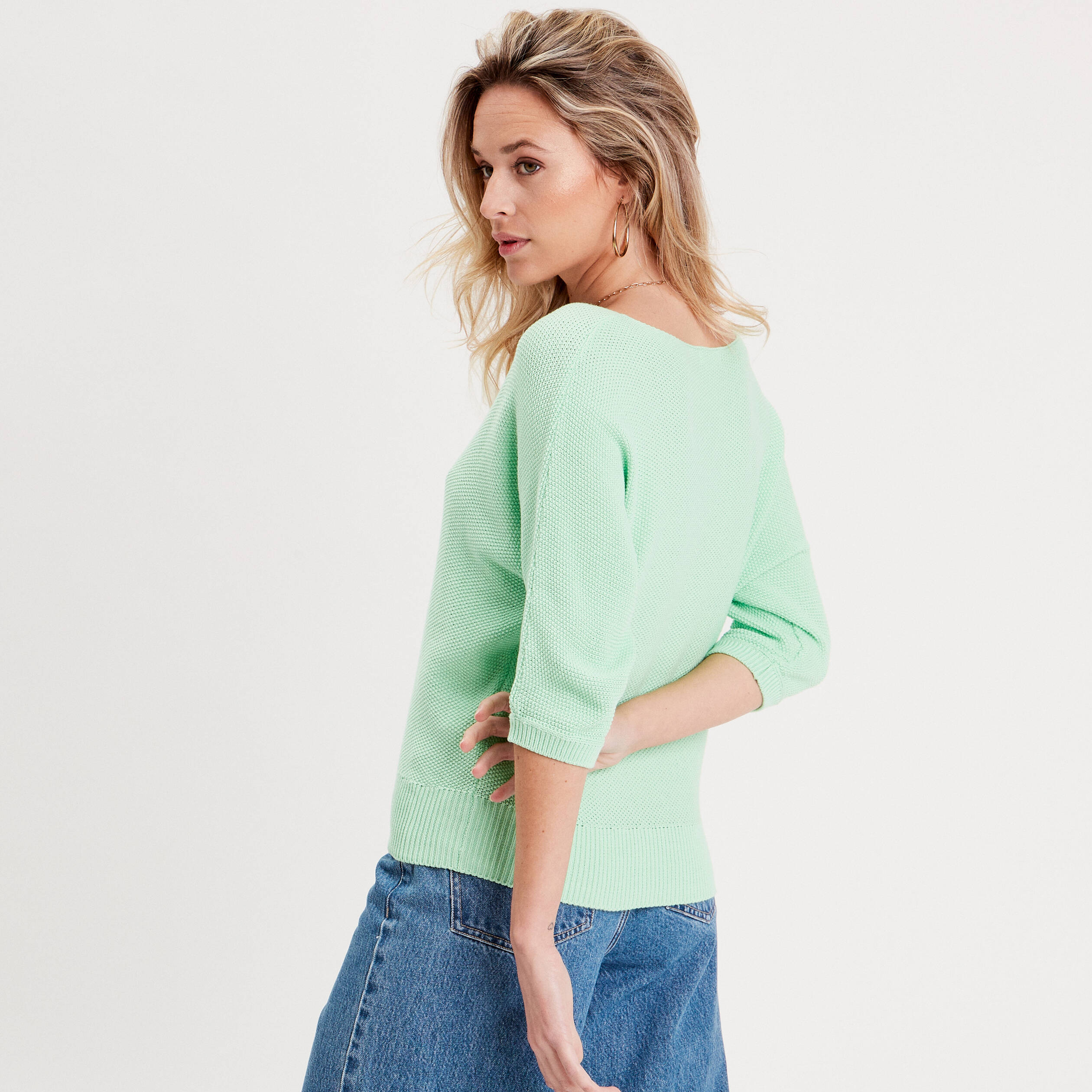 Pull manches chauve souris vert fluo femme Vibs