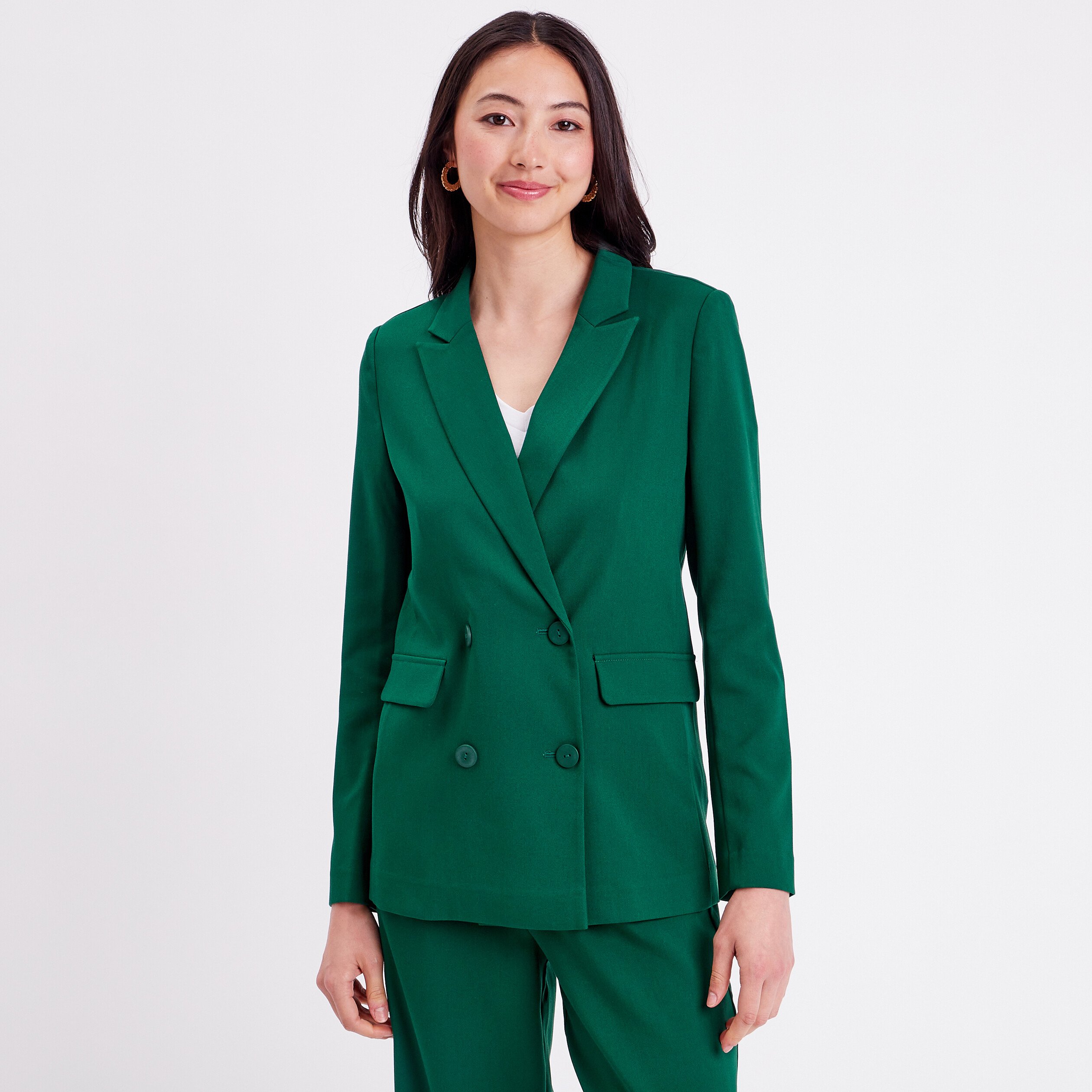 Veste esprit blazer droite vert fonce femme Vibs