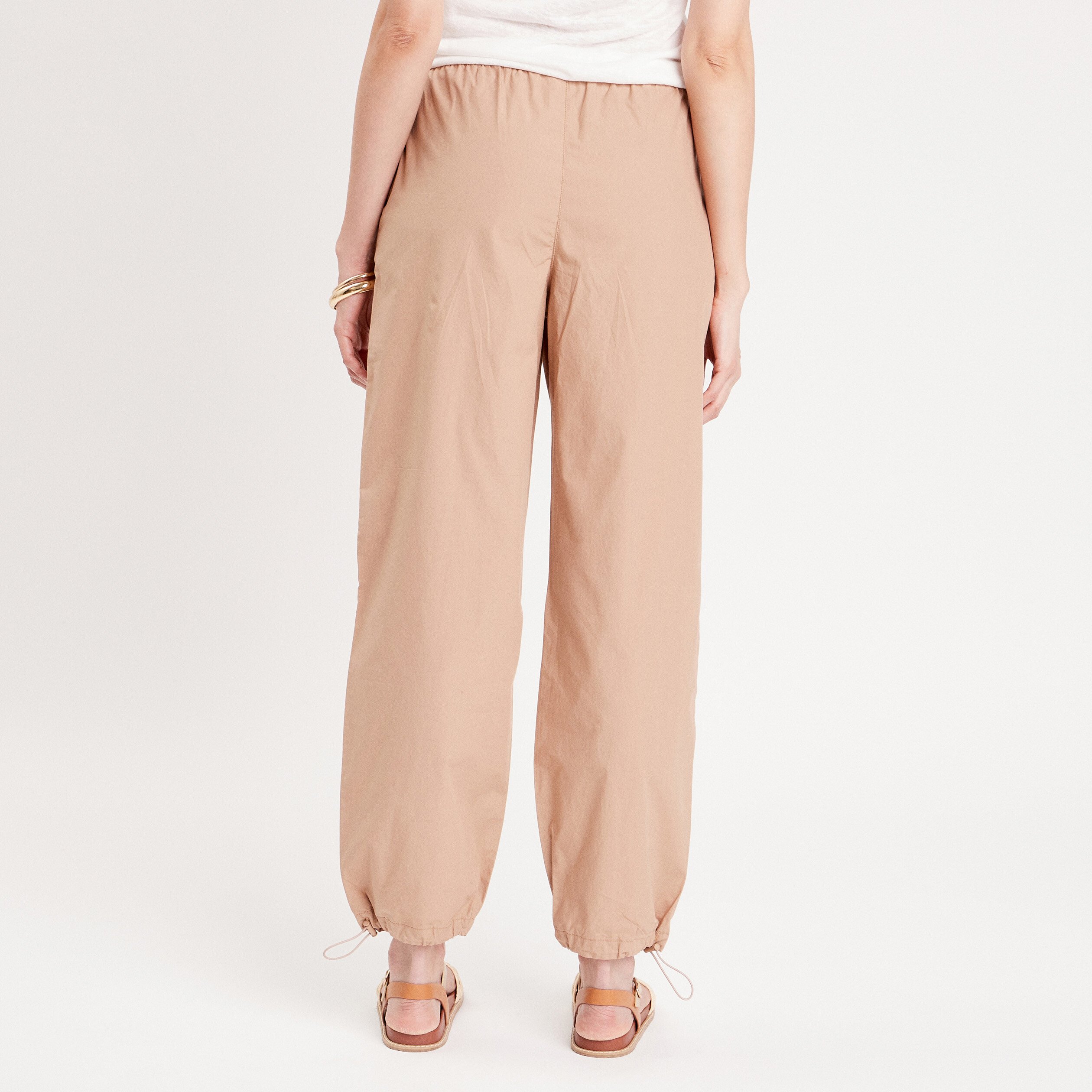 Pantalon loose lastiqu beige femme Vibs