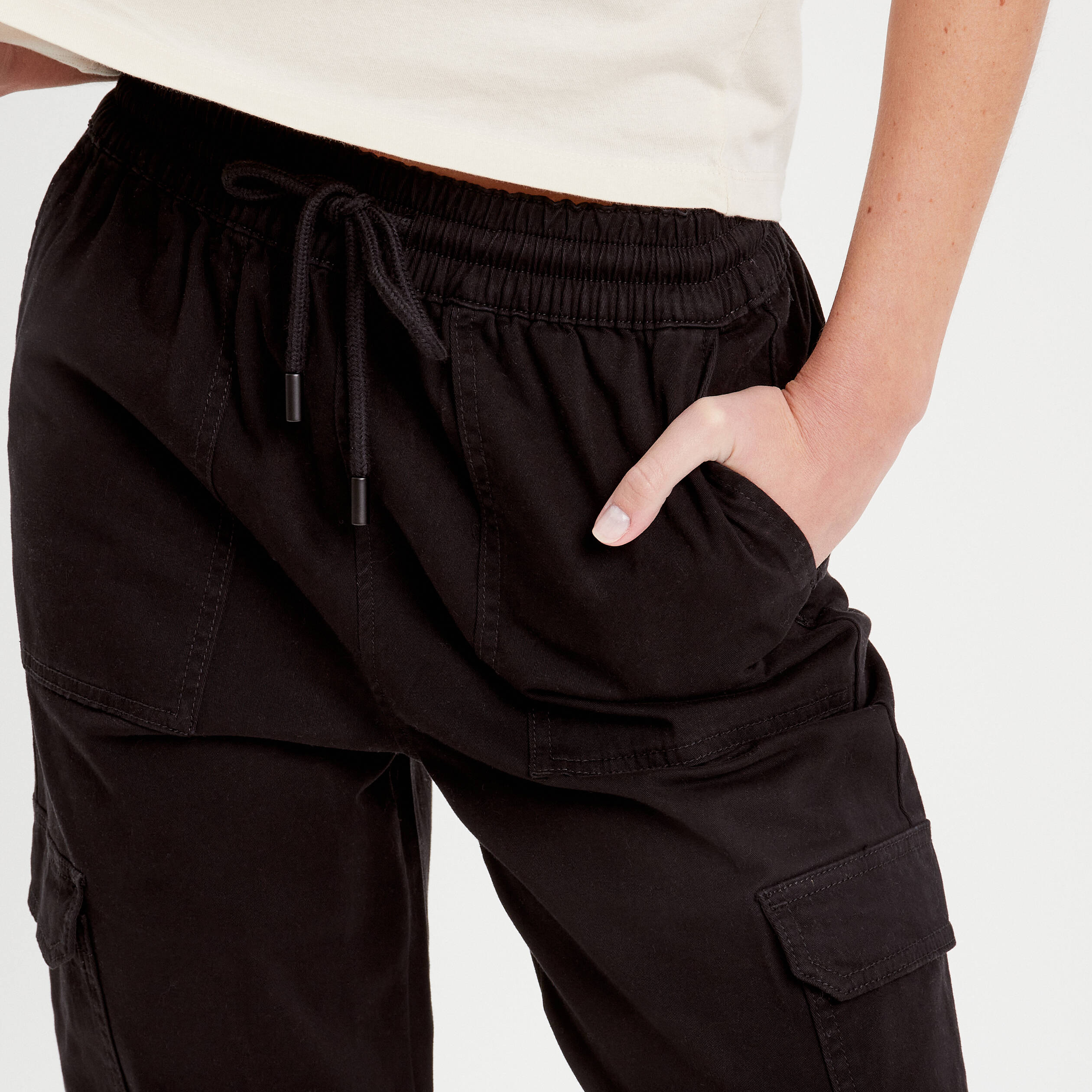 Pantalon cargo à coulisse noir homme