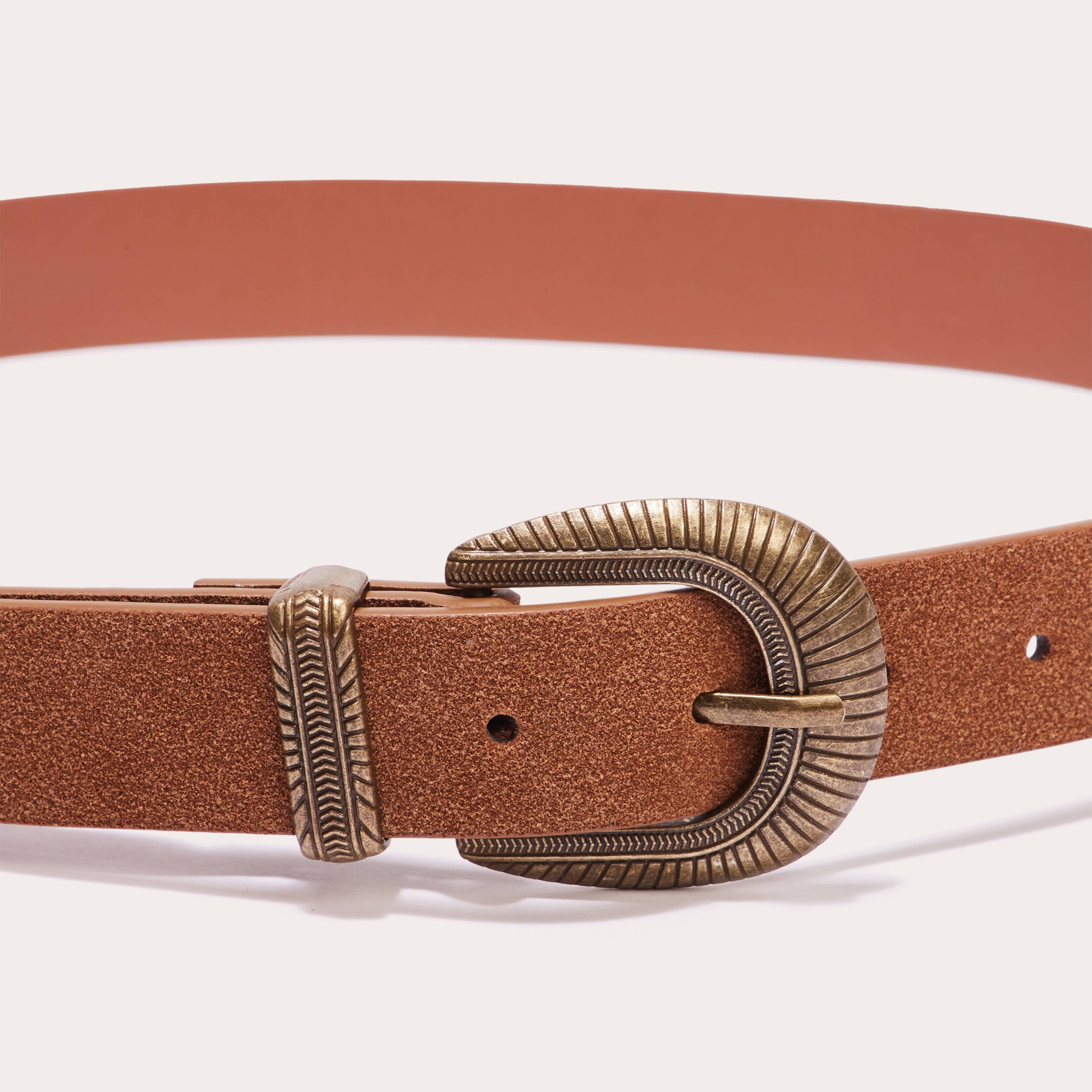 Ceinture boucle western camel femme Vibs