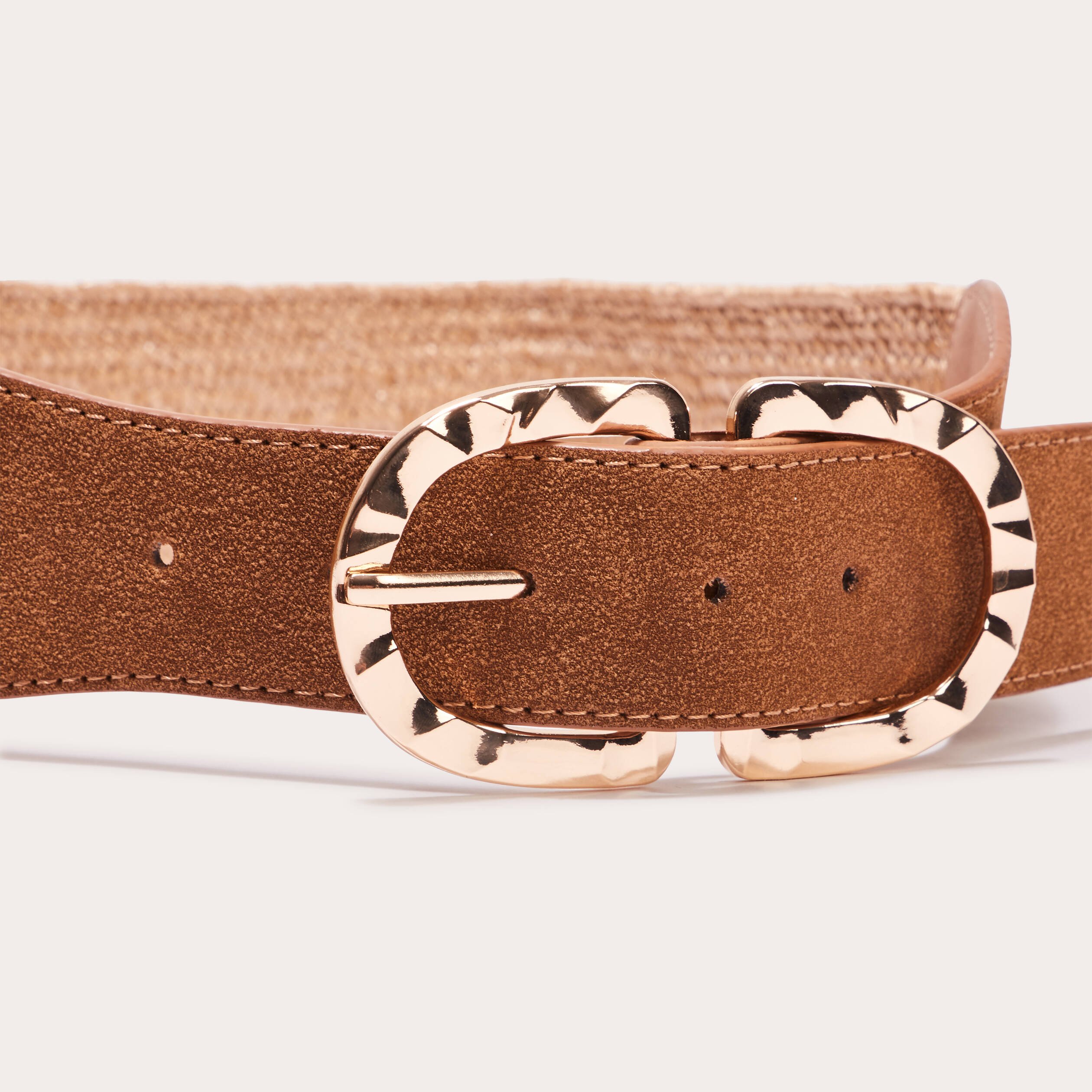 Ceinture elastiquee raphia camel femme Vibs