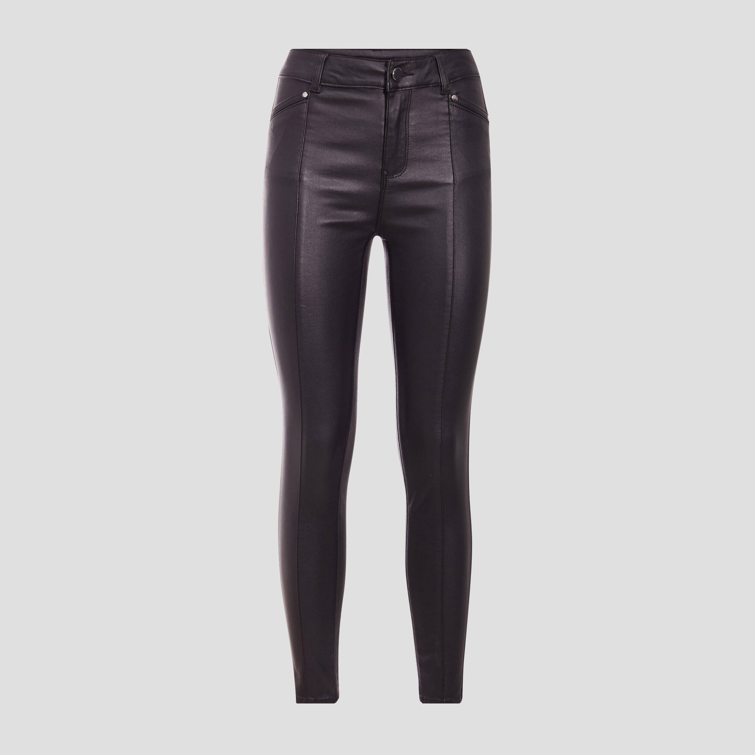 Pantalon hiver femme slim taille haute enduit noir Faucon