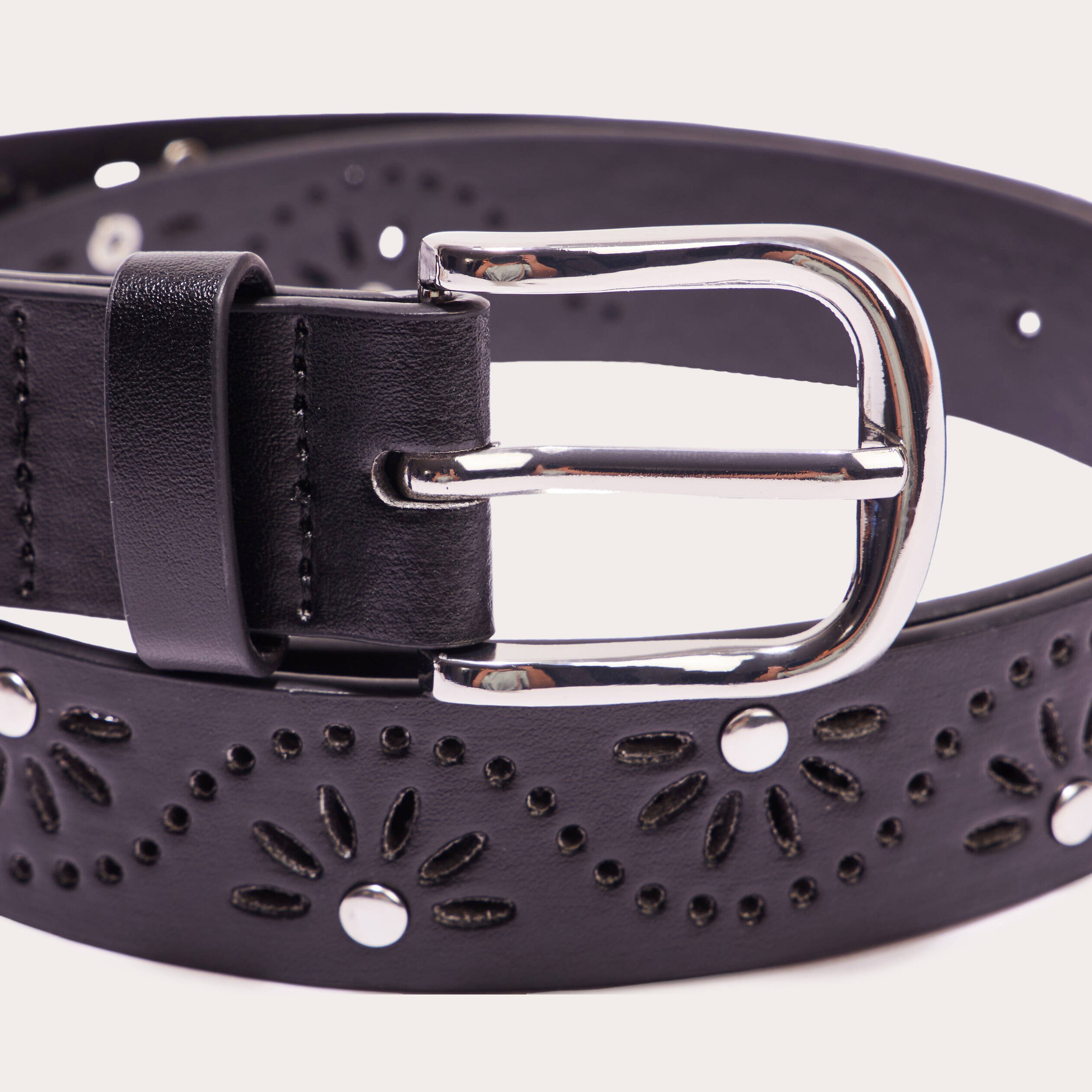 Ceinture perforee et cloutee noir femme Vibs