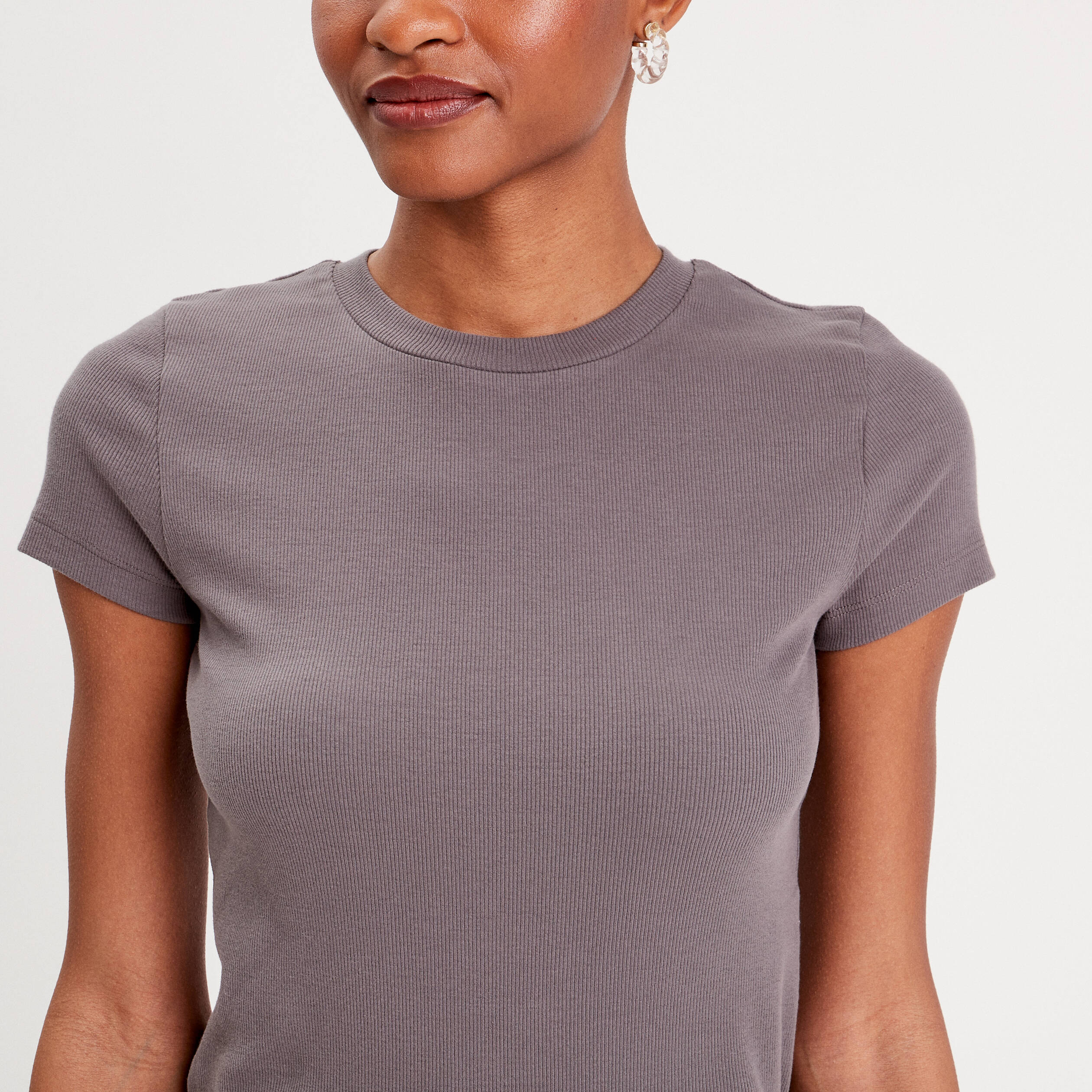 T shirt manches courtes c tel gris fonc femme Vibs