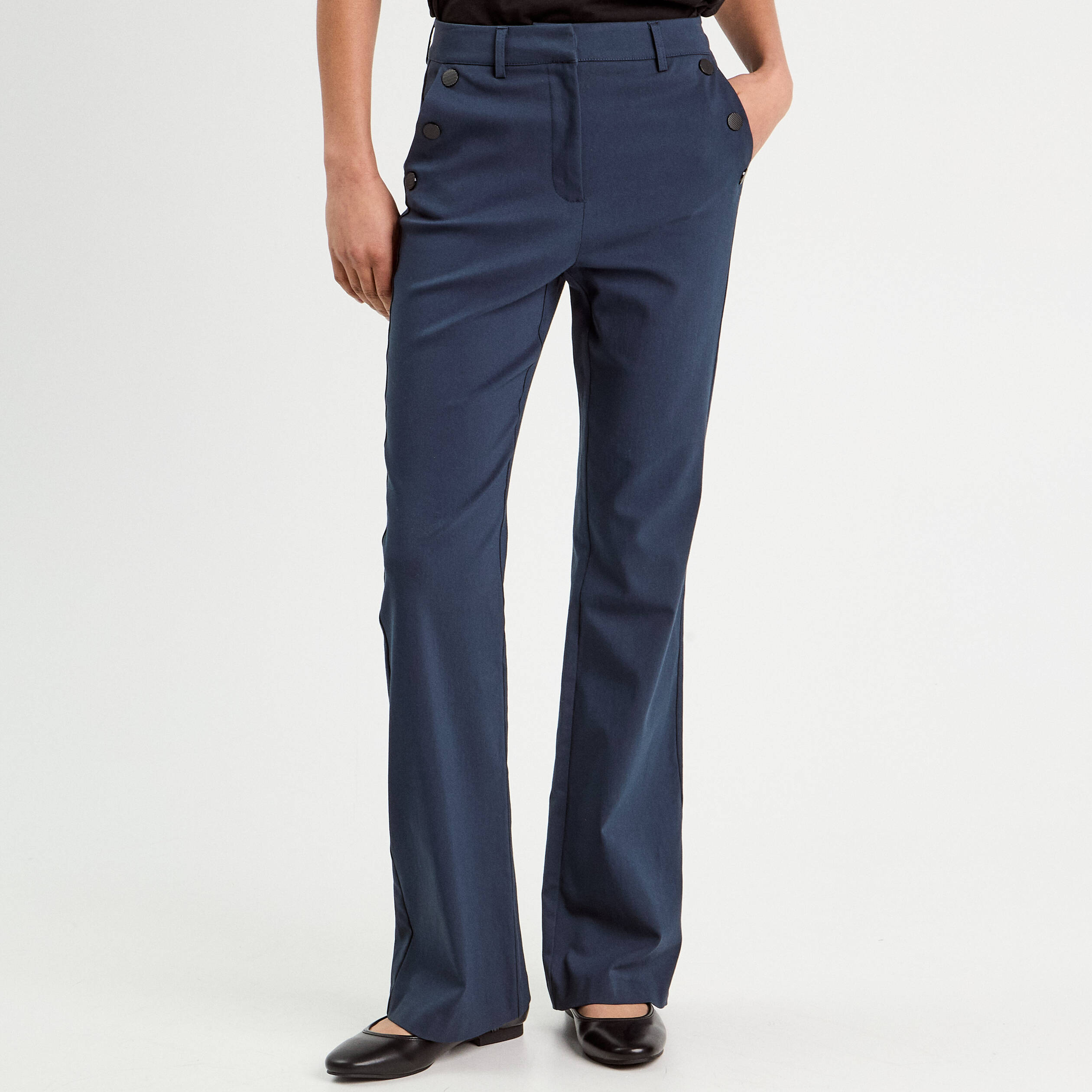 Pantalon à pont femme best sale