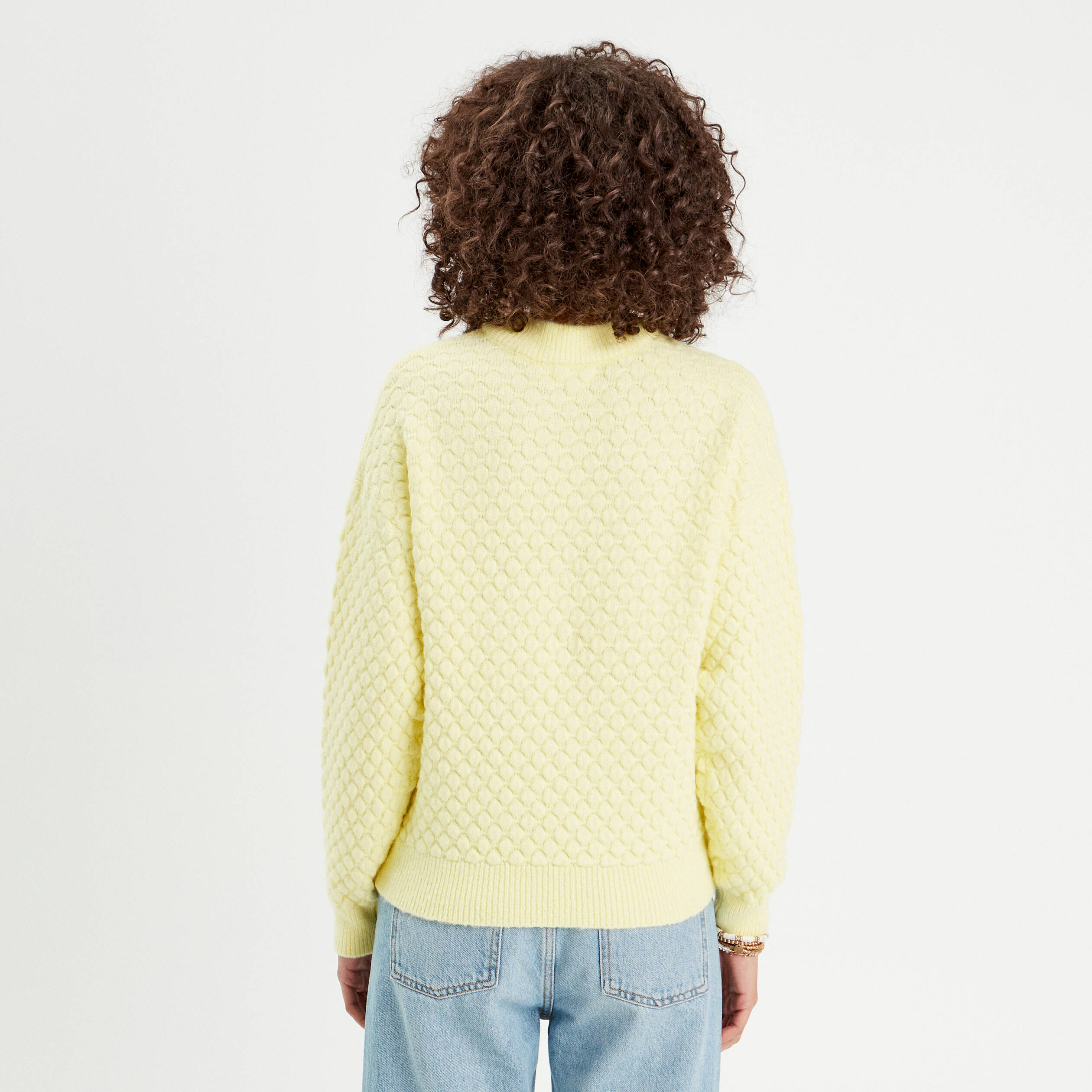 Pull col montant jaune pastel femme Vibs