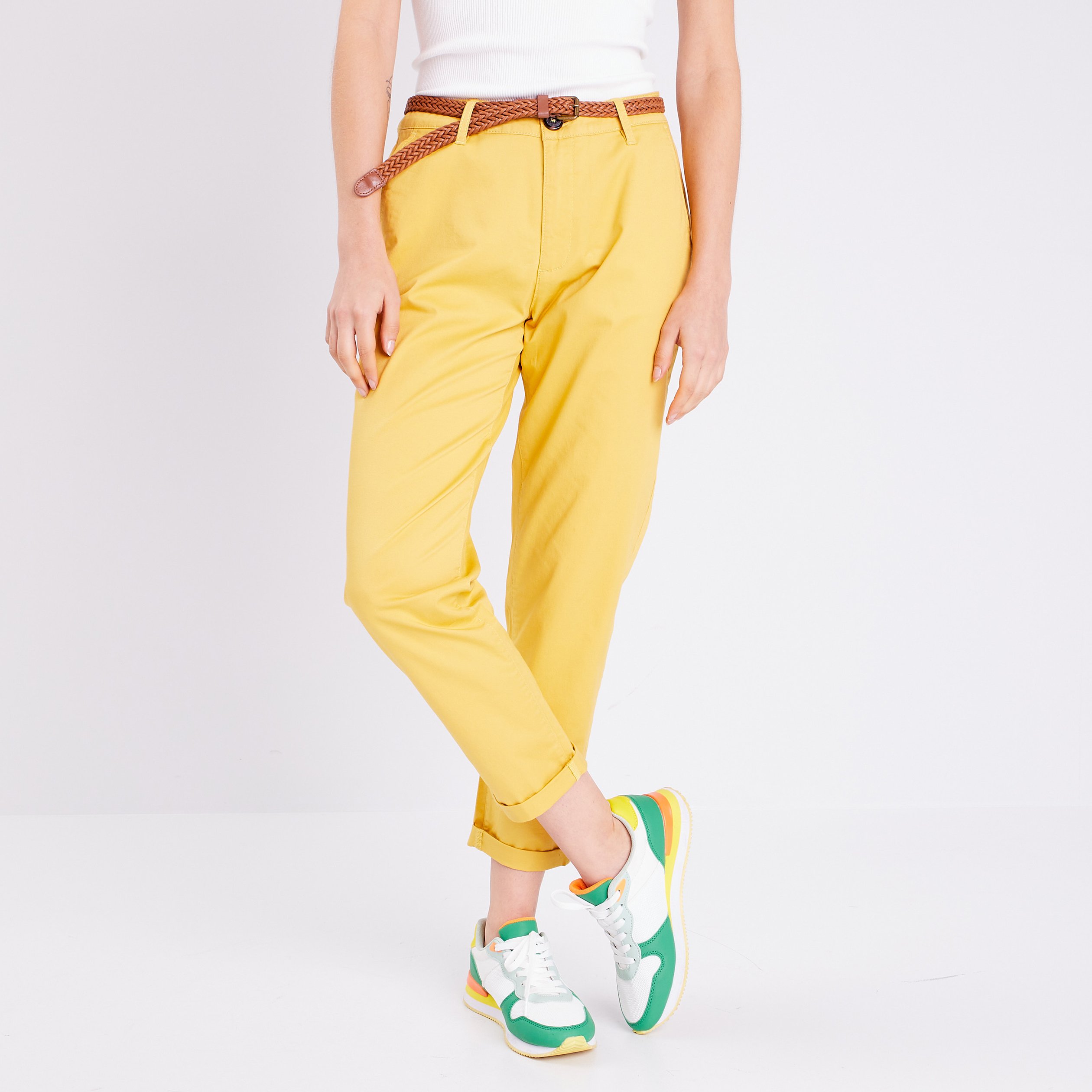 Pantalon shops chino jaune femme