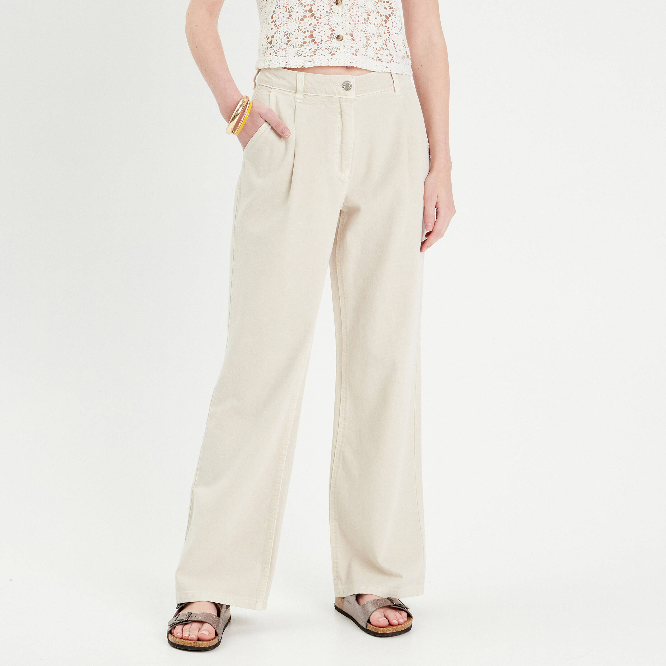 Pantalon ecru femme best sale