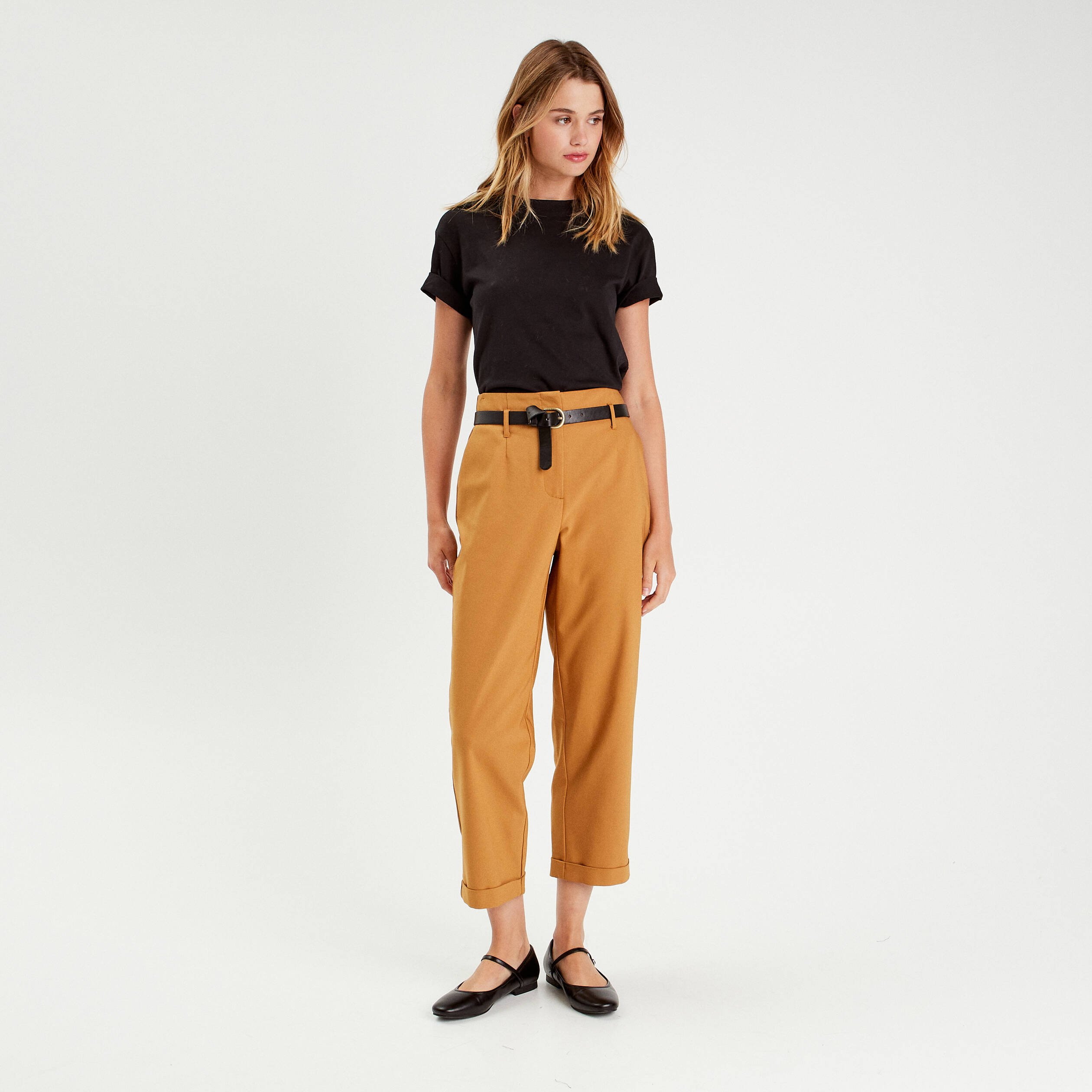 Pantalon chino femme camel sale