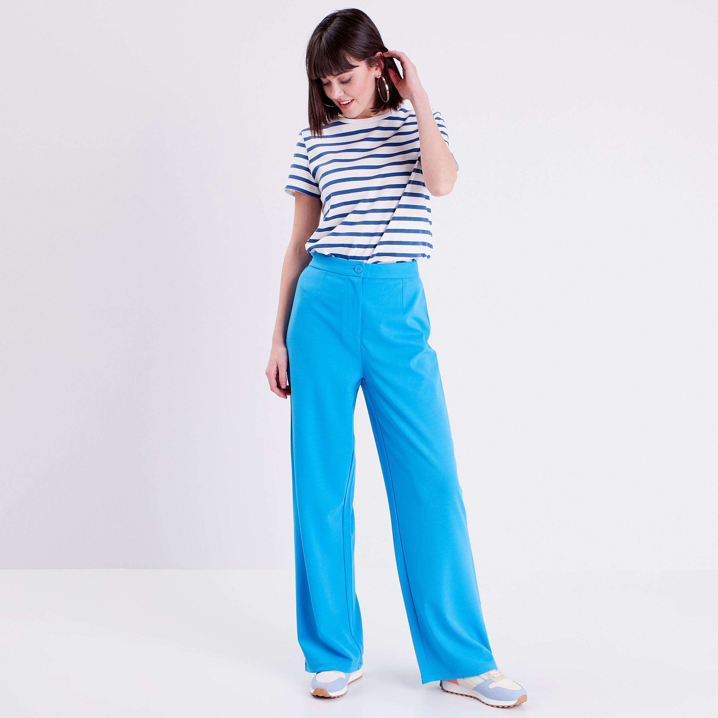 Pantalon large bleu femme Vibs