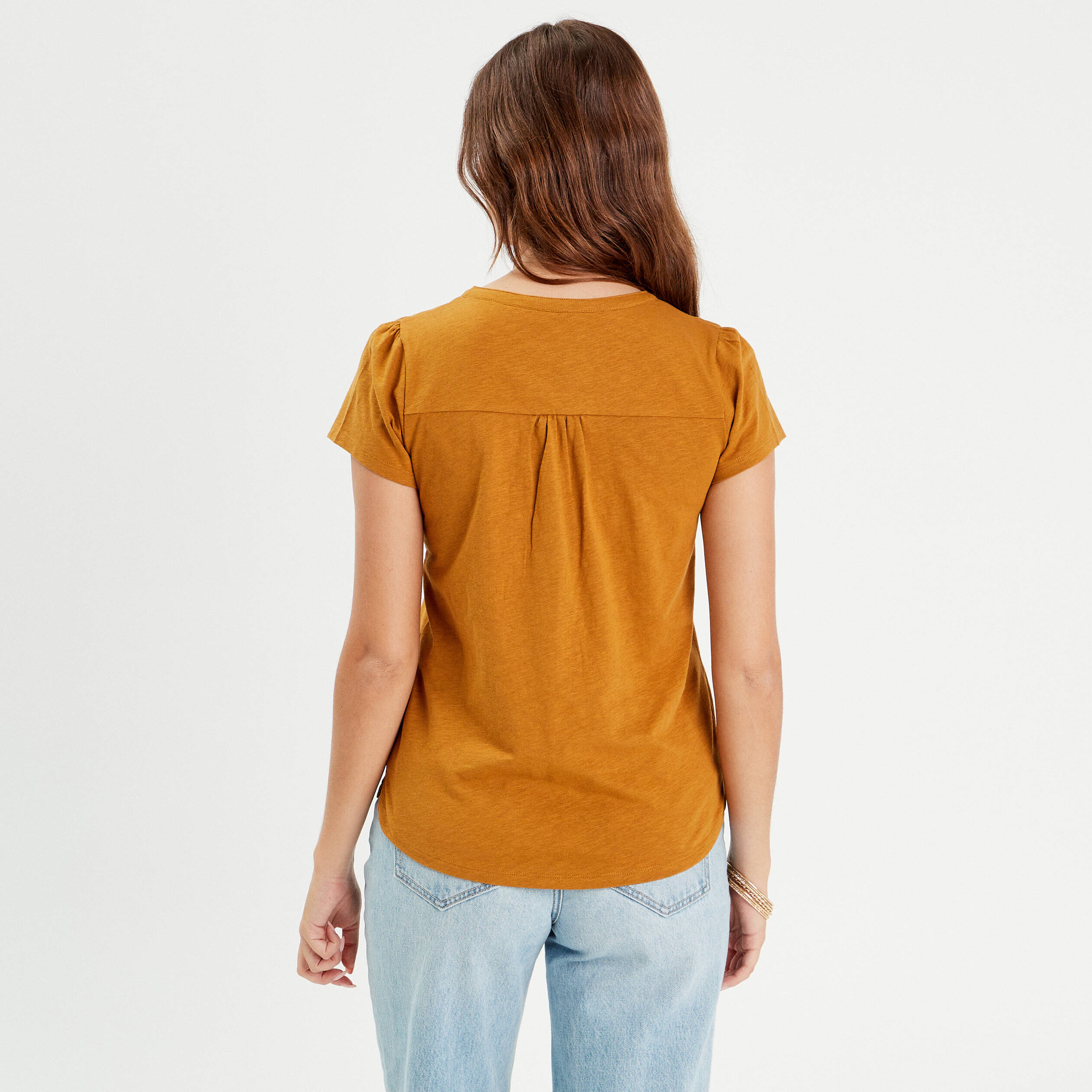 T shirt boutonne sur le devant camel femme Vibs