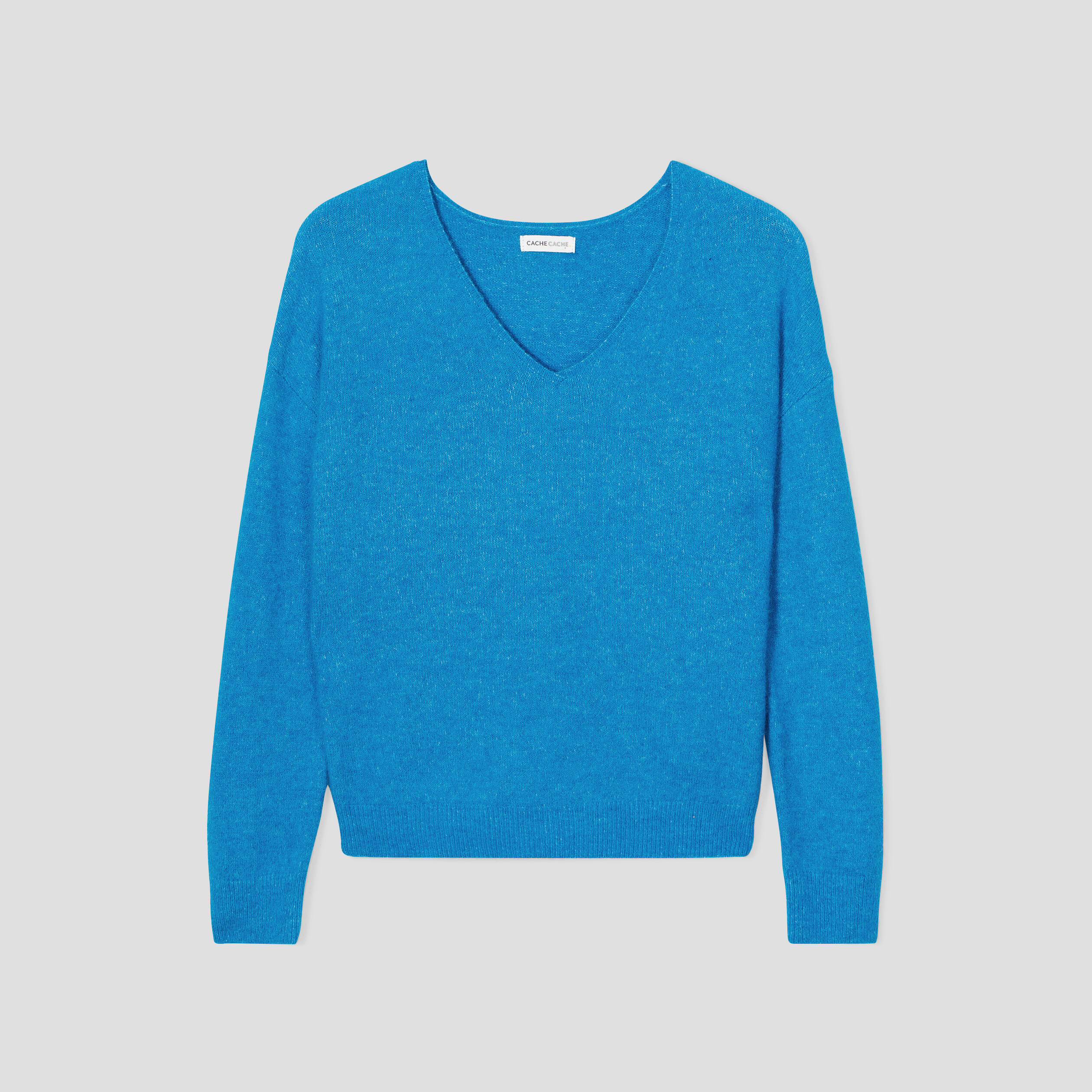 Pull avec col en V bleu femme Vibs