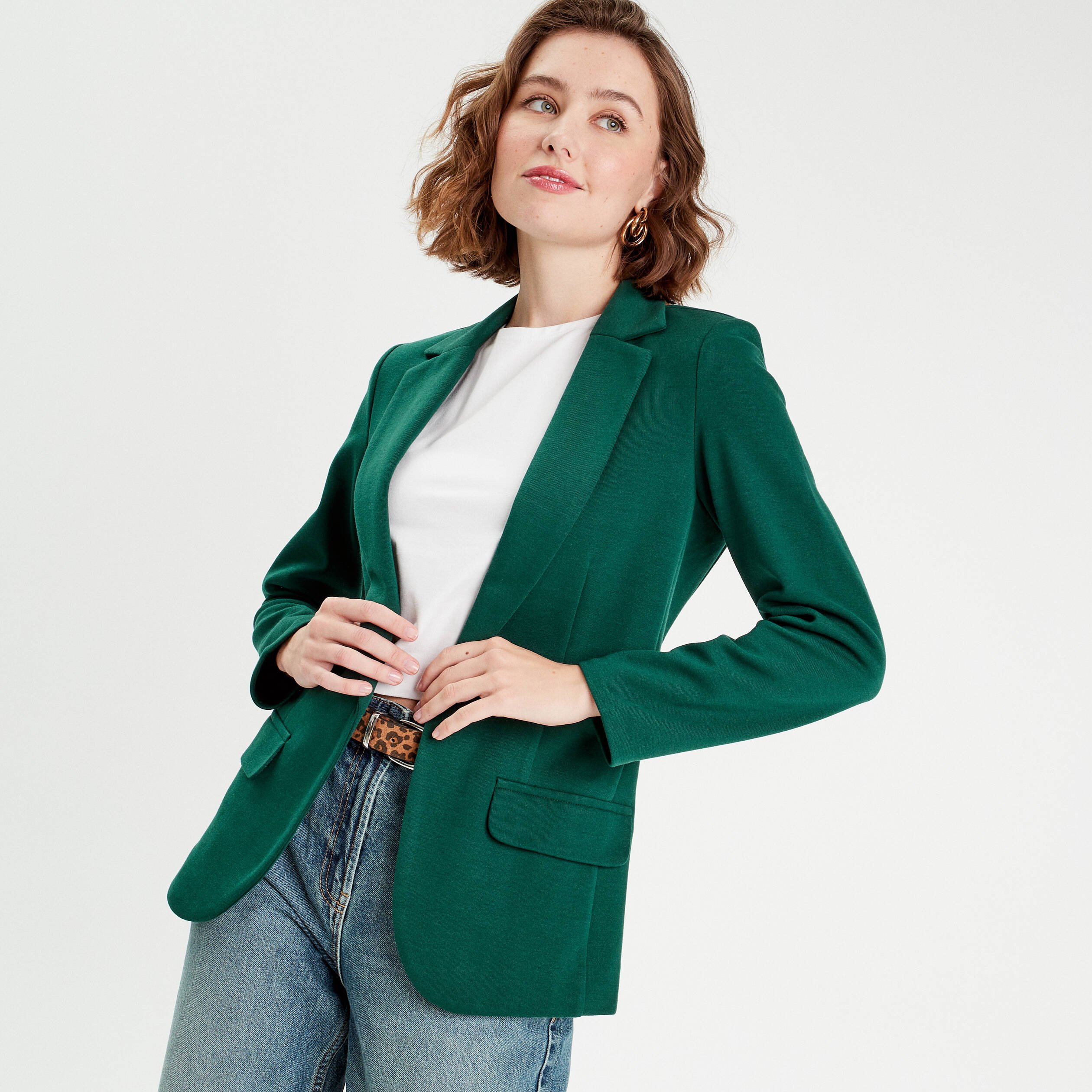 Veste blazer cintree vert fonce femme Vibs